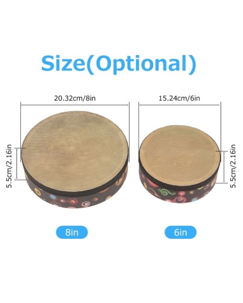 Hand Drum Orff Music Percussion Instrument Portable Drum Instrument with Drumstick 6in