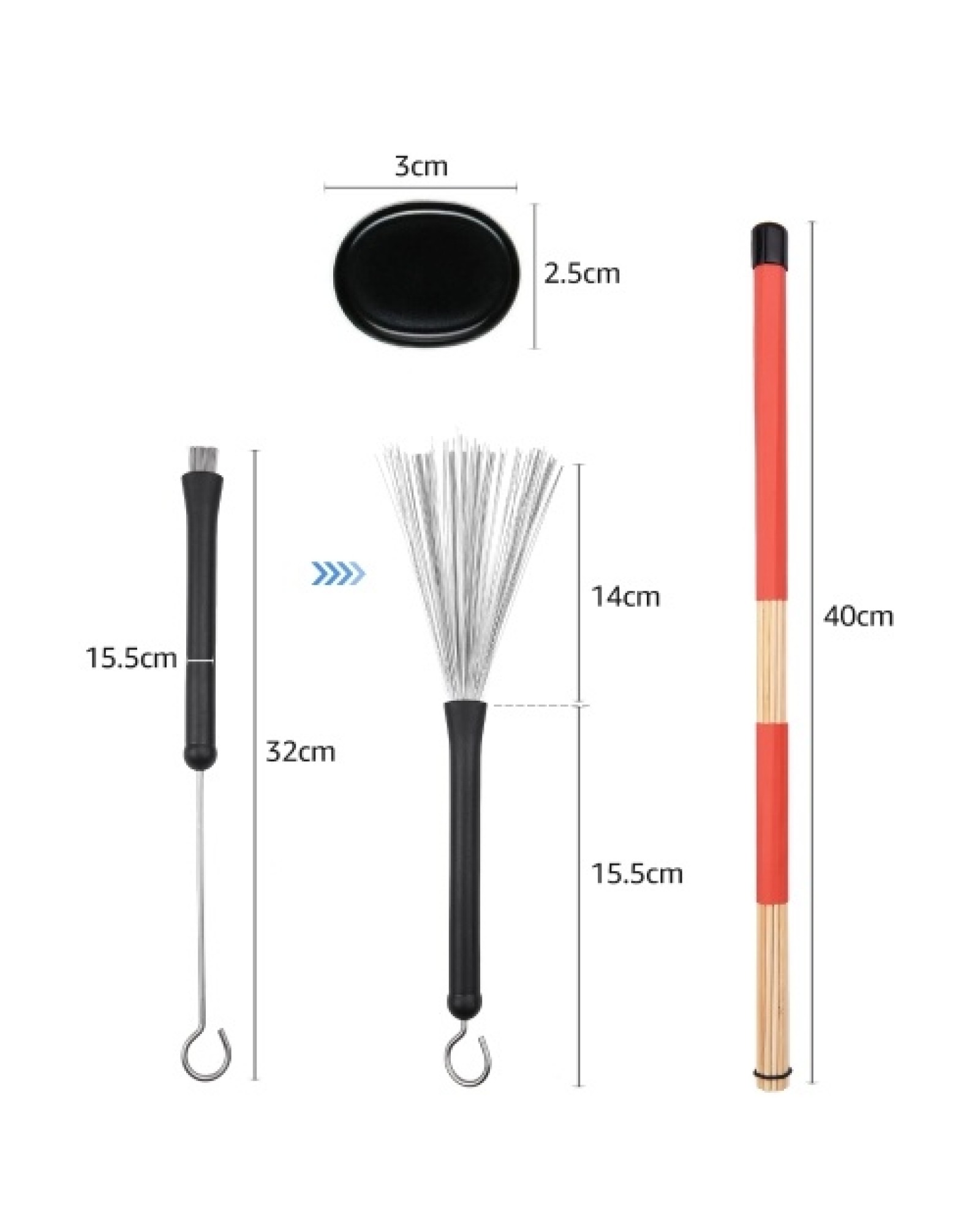 Drum Sticks Set 1 Pair Retractable Drum Wire Brushes Drum Stick Brush 1 Pair 19-Rod Bamboo Drum Brushes Sticks 1 Pair 5A Classic