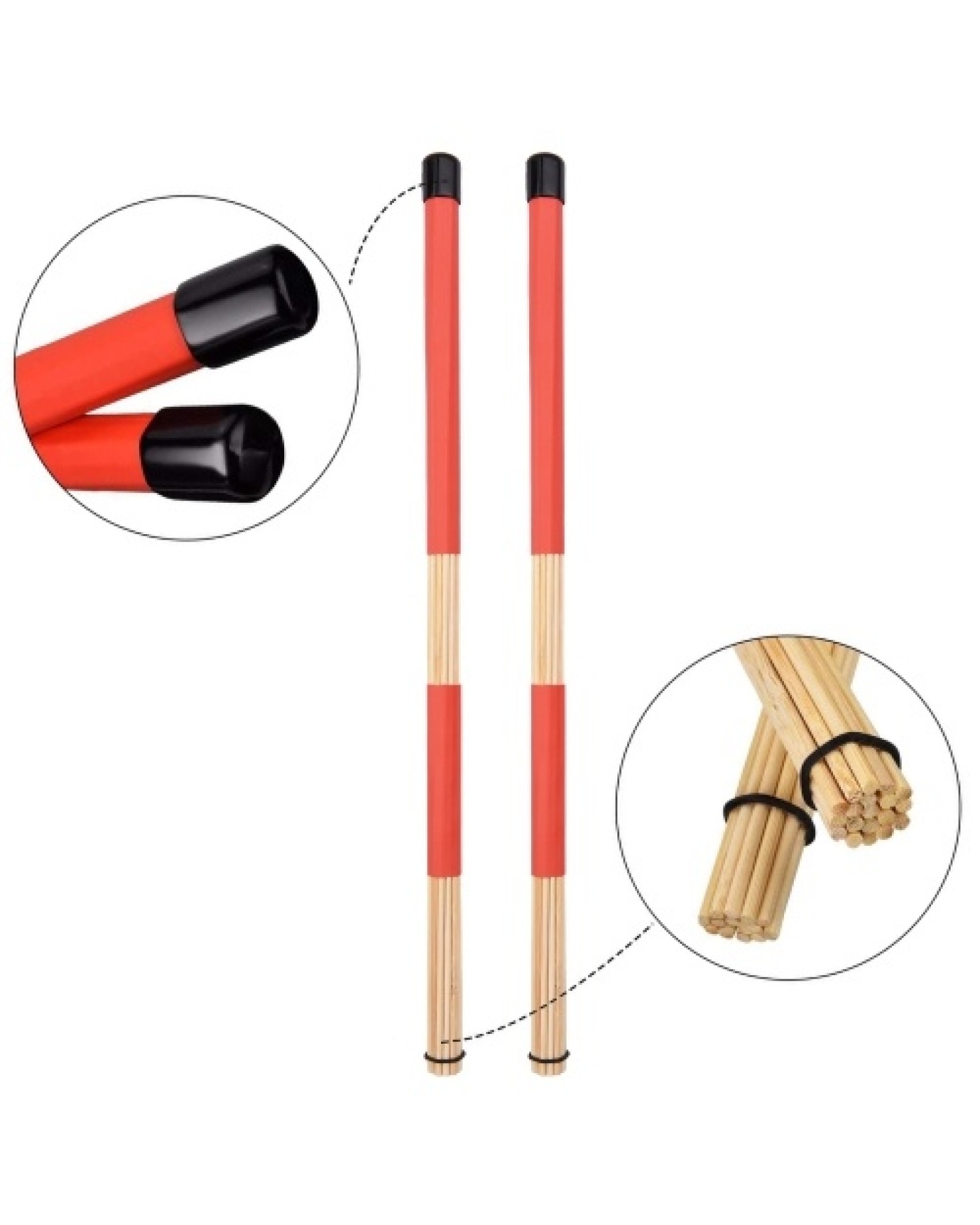 Drum Sticks Set 1 Pair Retractable Drum Wire Brushes Drum Stick Brush 1 Pair 19-Rod Bamboo Drum Brushes Sticks 1 Pair 5A Classic