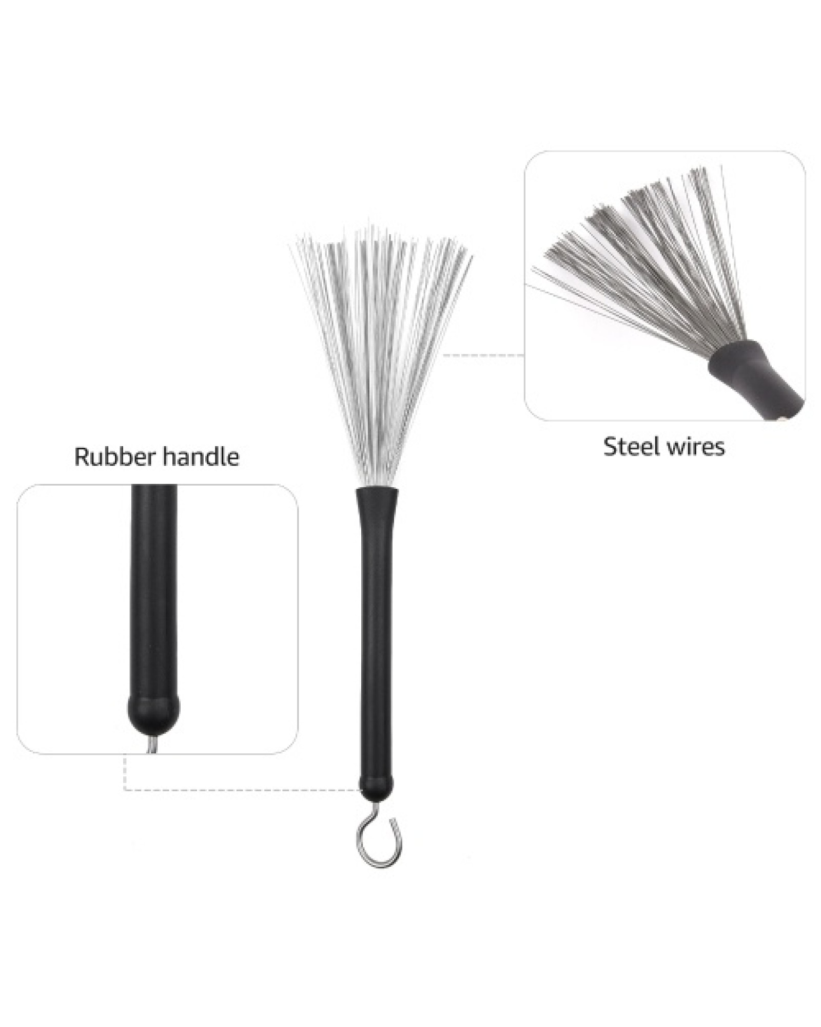 Drum Sticks Set 1 Pair Retractable Drum Wire Brushes Drum Stick Brush 1 Pair 19-Rod Bamboo Drum Brushes Sticks 1 Pair 5A Classic