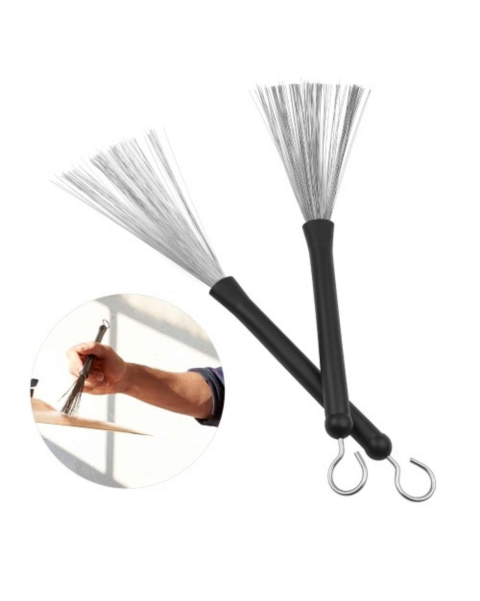Drum Sticks Set 1 Pair Retractable Drum Wire Brushes Drum Stick Brush 1 Pair 19-Rod Bamboo Drum Brushes Sticks 1 Pair 5A Classic