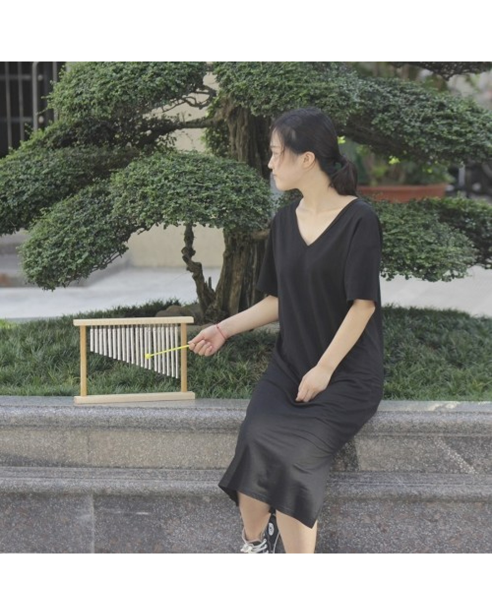 20-Tone Table Top Bar Chimes 20 Bars Single-row Musical Percussion Instrument With Wood Stand Stick