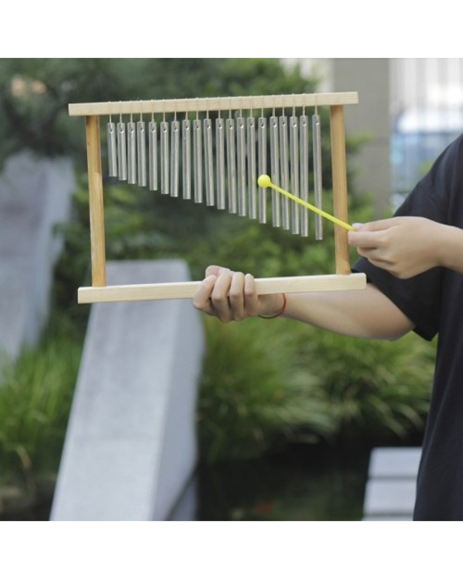 20-Tone Table Top Bar Chimes 20 Bars Single-row Musical Percussion Instrument With Wood Stand Stick