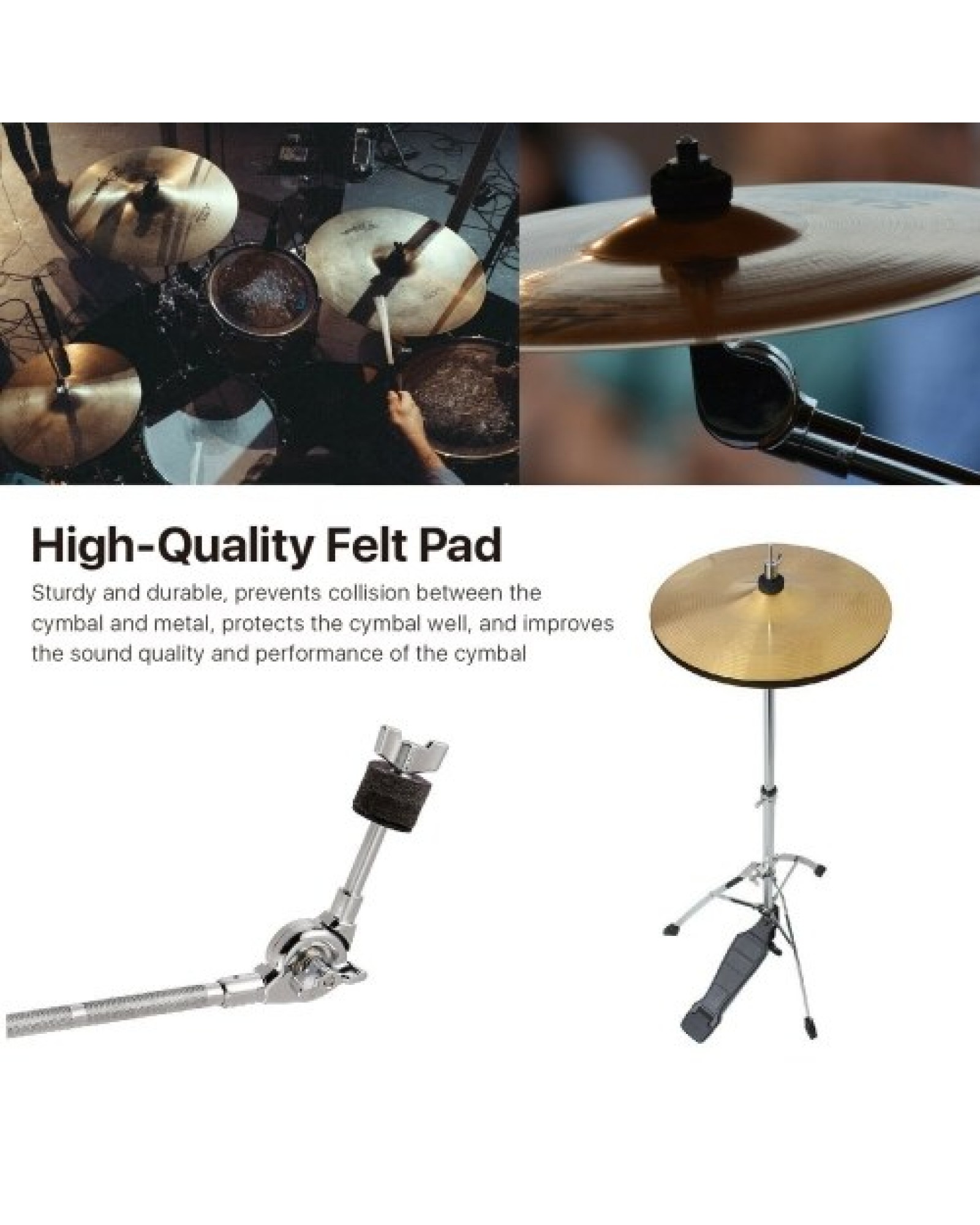 18Pcs Cymbal Accessories Cymbal Stand Sleeves Cymbal Felts with Cymbal Washer &amp; Base Wing Nuts for Drum Set