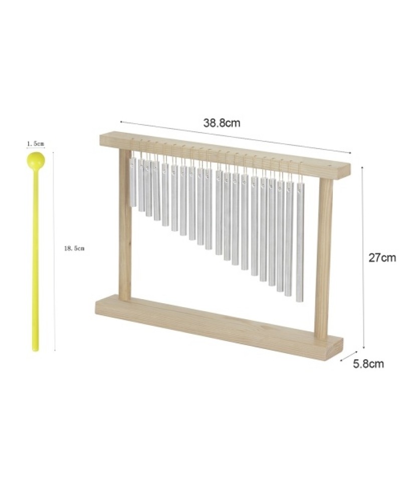 20-Tone Table Top Bar Chimes 20 Bars Single-row Musical Percussion Instrument With Wood Stand Stick