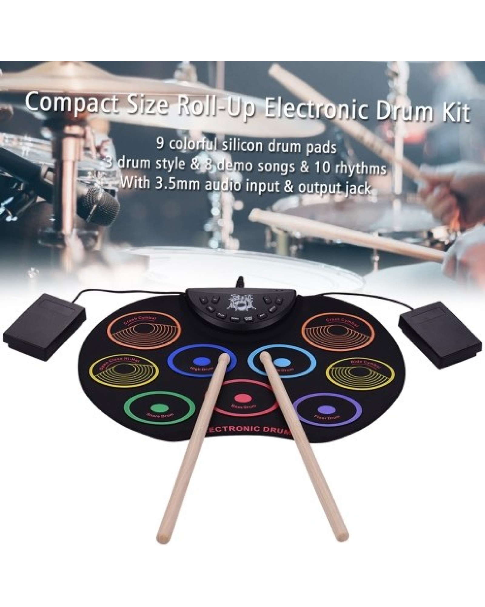 Compact Size Roll-Up Drum Set Electronic Drum Kit