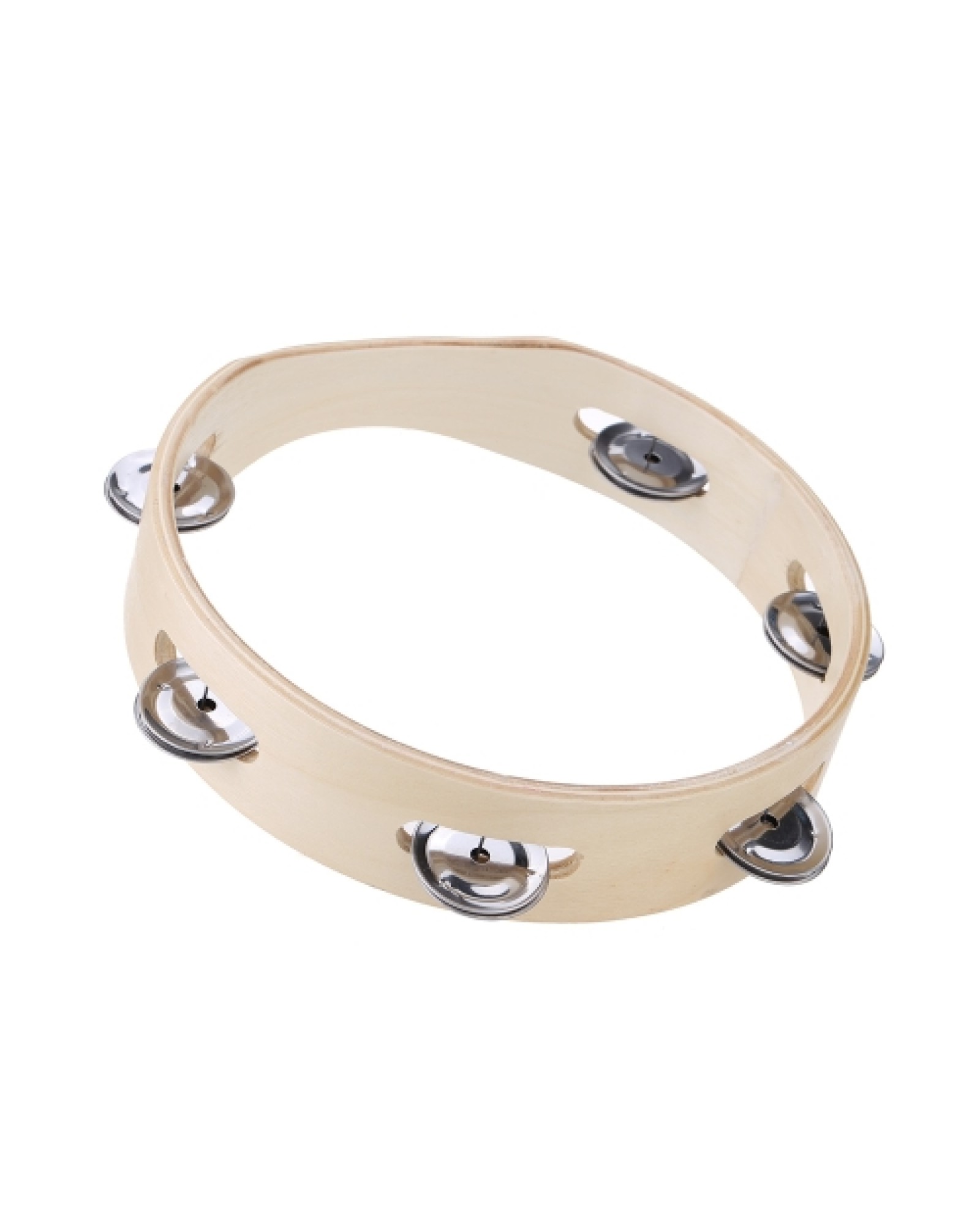 Kids 8" Hand Held Wood Headless Tambourine Bell with Metal Single Row Jingles and Wood Quality Children Educational Musical Perc