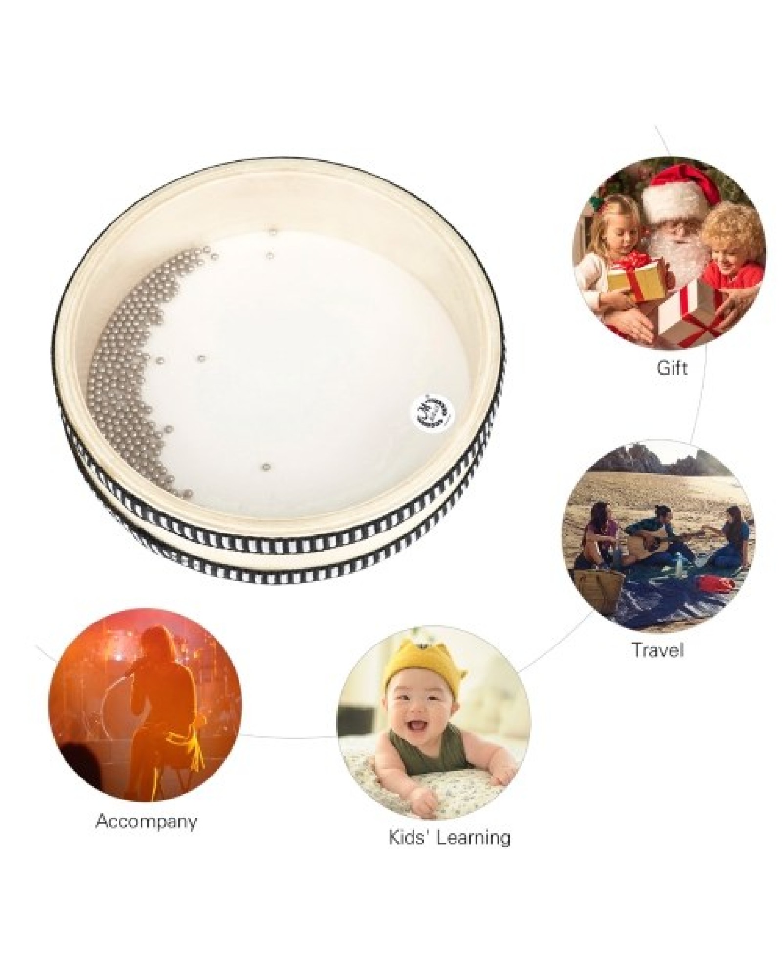6-inch Transparent Wave Drum Natural Color Ocean Drum Early Educational Percussion Instrument for Children Boys Girls