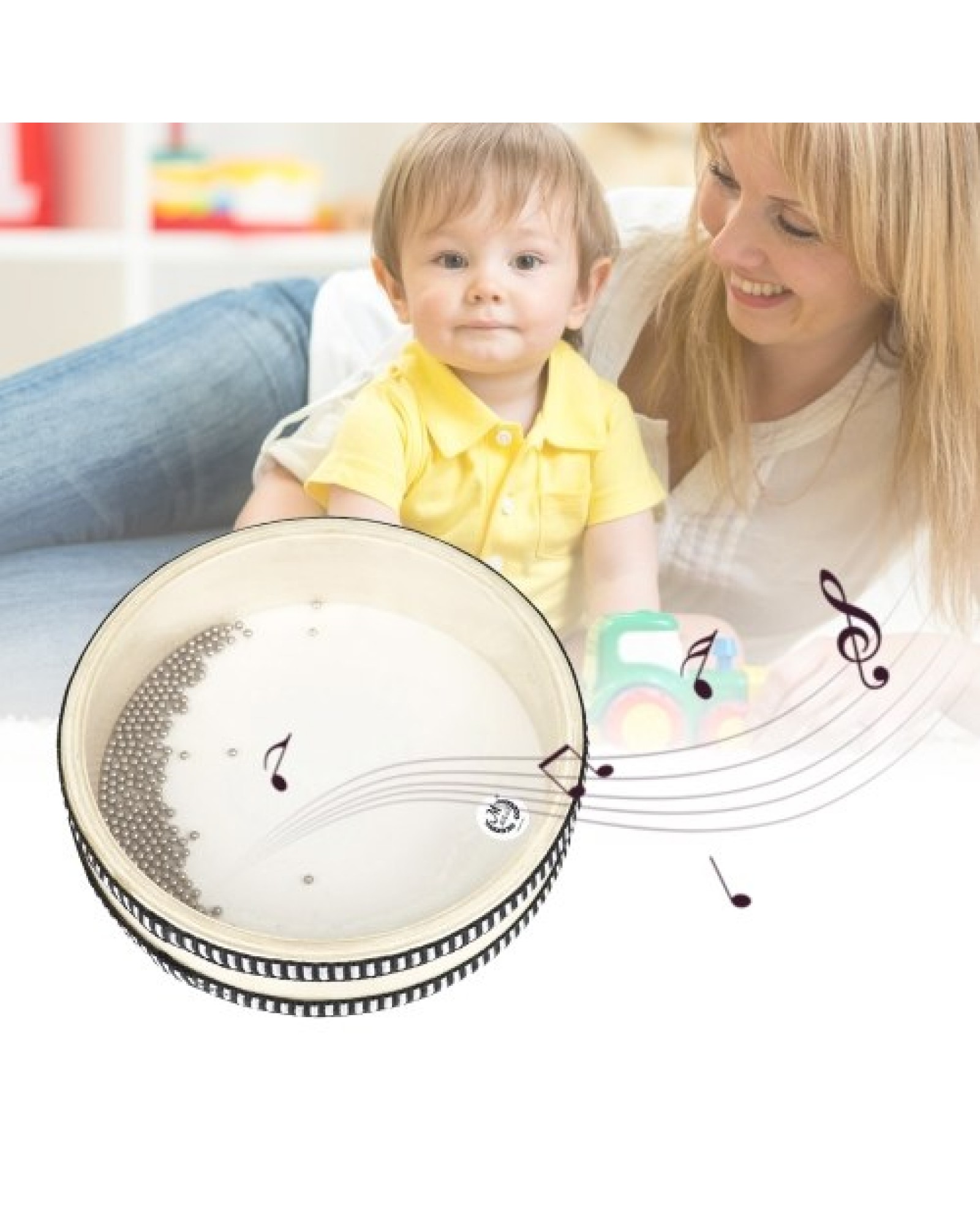 6-inch Transparent Wave Drum Natural Color Ocean Drum Early Educational Percussion Instrument for Children Boys Girls