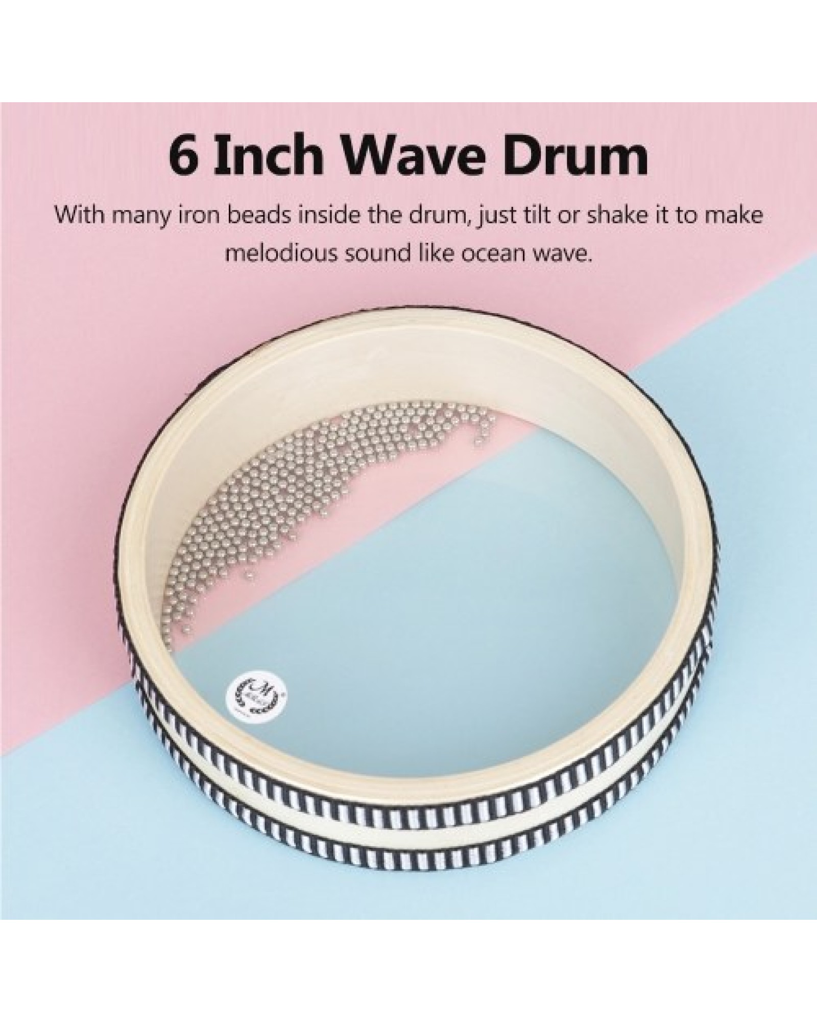 6-inch Transparent Wave Drum Natural Color Ocean Drum Early Educational Percussion Instrument for Children Boys Girls