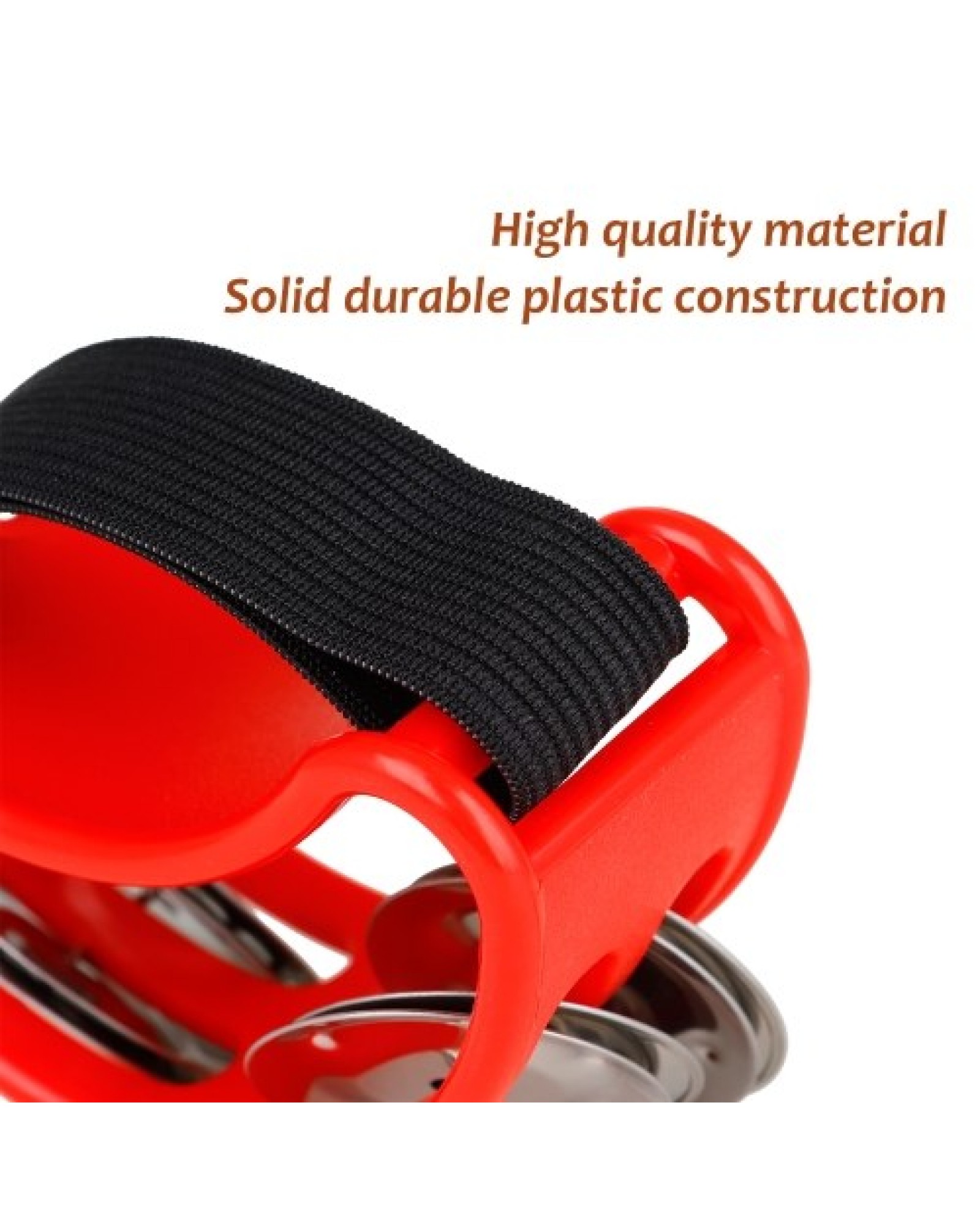 Percussion Foot Tambourine with 4 Pairs of Stainless Steel Jingles &amp; Elastic Strap Percussion Musical Instrument for Cajon A