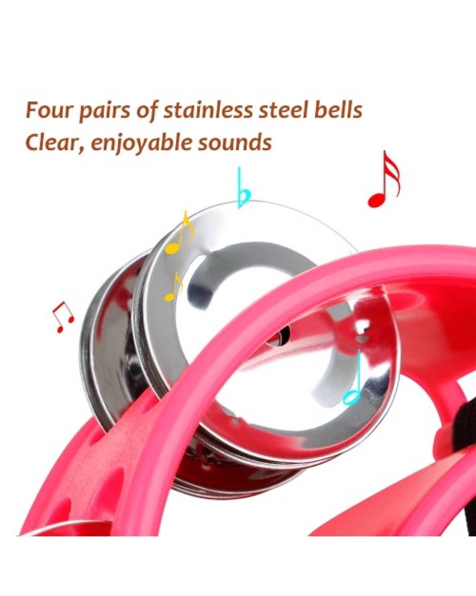 Percussion Foot Tambourine with 4 Pairs of Stainless Steel Jingles &amp; Elastic Strap Percussion Musical Instrument for Cajon A
