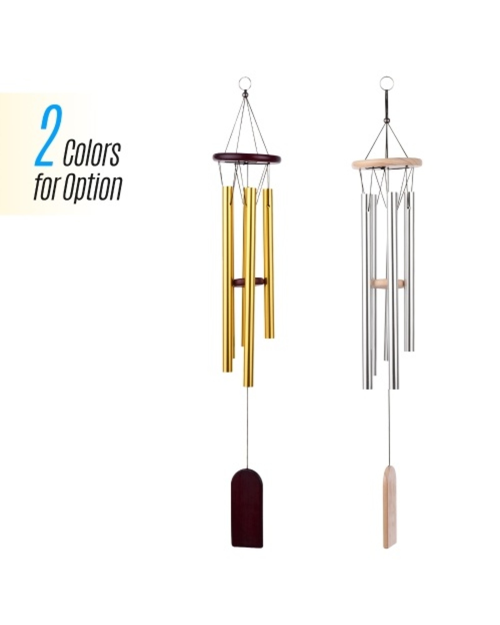 5 Chimes Wooden Wind Chimes Aluminum Tubes Solid Wood