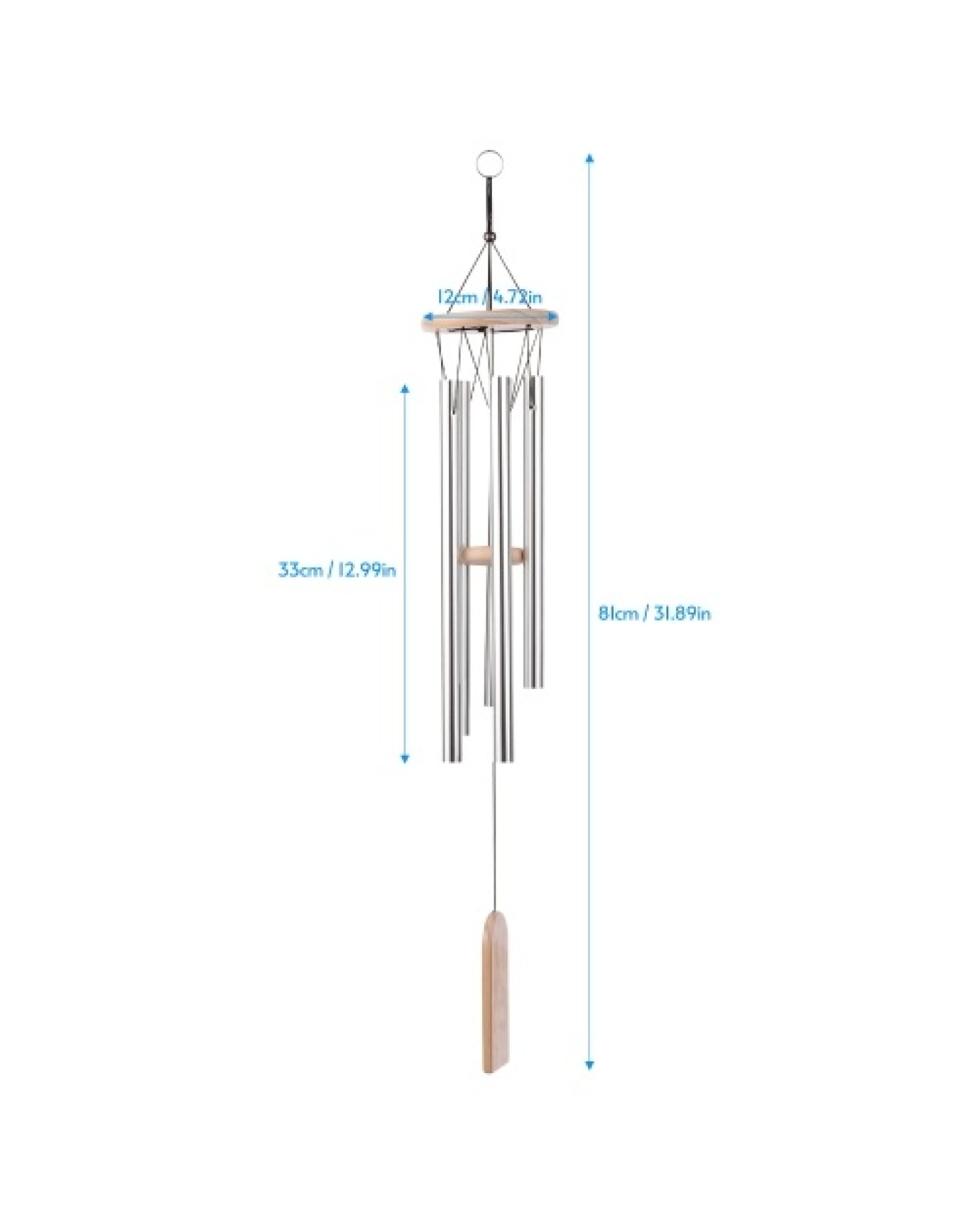 5 Chimes Wooden Wind Chimes Aluminum Tubes Solid Wood