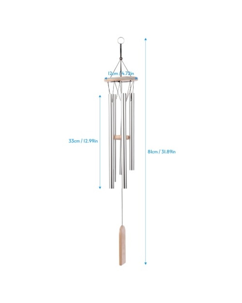 5 Chimes Wooden Wind Chimes Aluminum Tubes Solid Wood