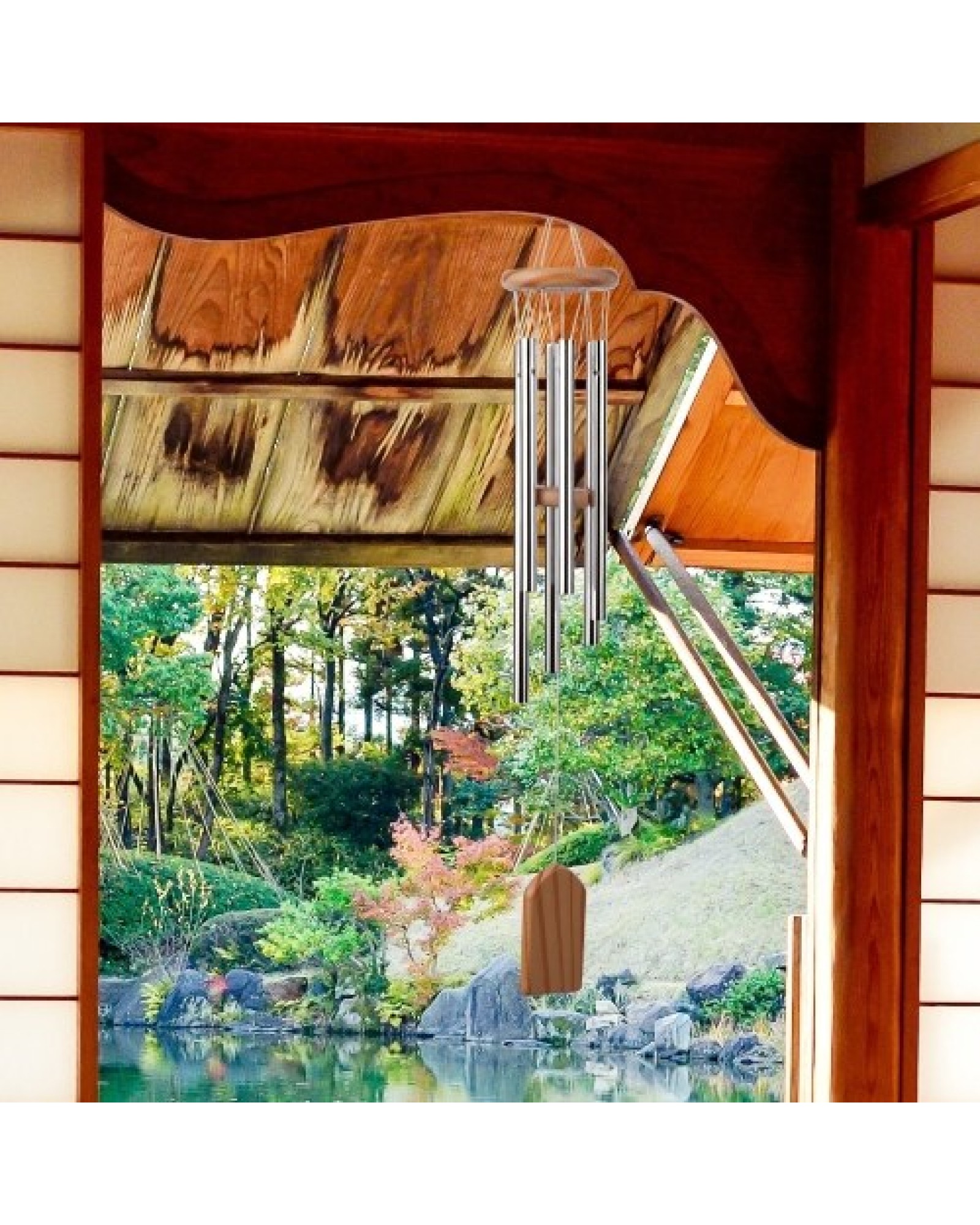 Wooden Wind Chimes 6 Aluminum Tubes Pine Wood