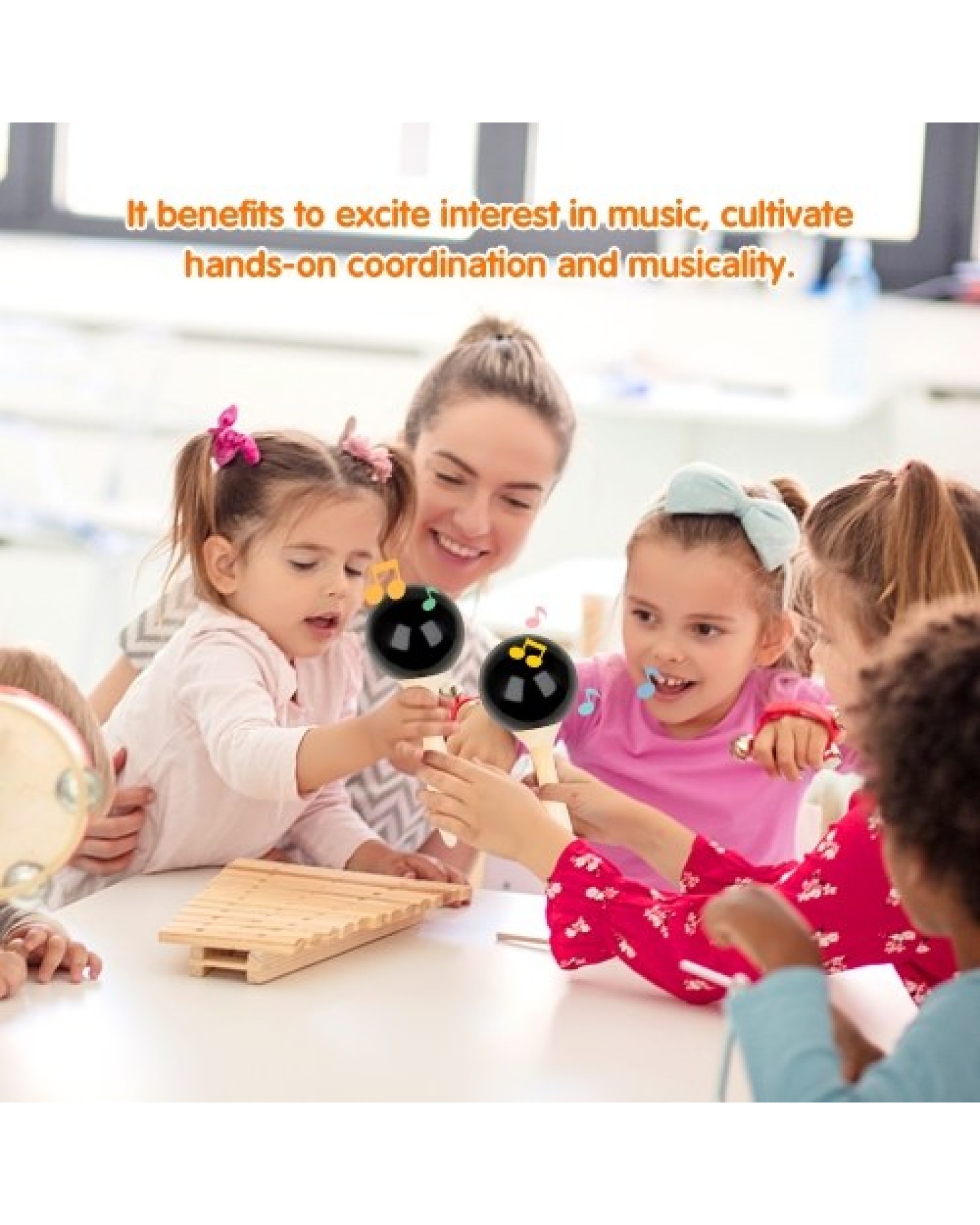 Pair of Percussion Maracas Shakers Rattles Sand Hammer Percussion Musical Instrument for Music Enlightment Party Game