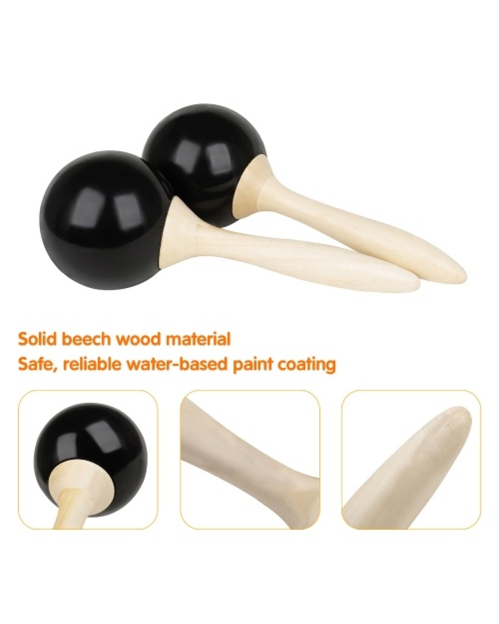 Pair of Percussion Maracas Shakers Rattles Sand Hammer Percussion Musical Instrument for Music Enlightment Party Game