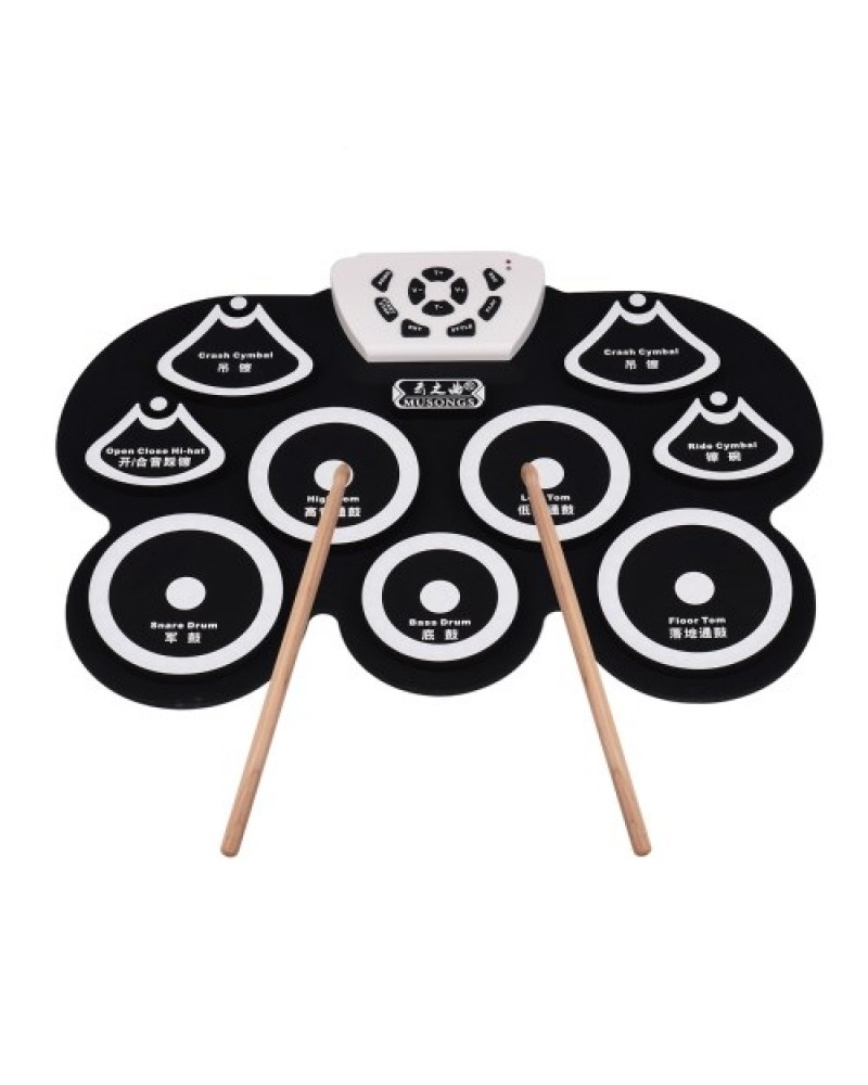 Silicone Portable Foldable Digital USB Midi Roll-up Electronic Drum Pad Kit with Stick and Foot Pedal