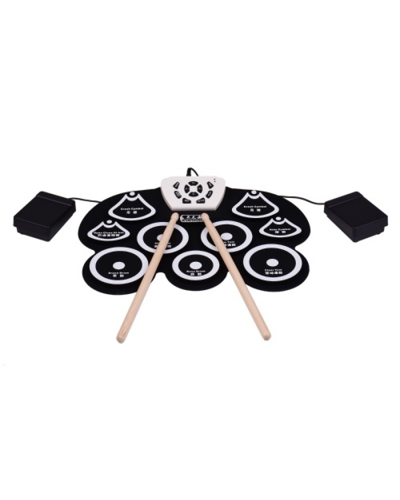 Silicone Portable Foldable Digital USB Midi Roll-up Electronic Drum Pad Kit with Stick and Foot Pedal