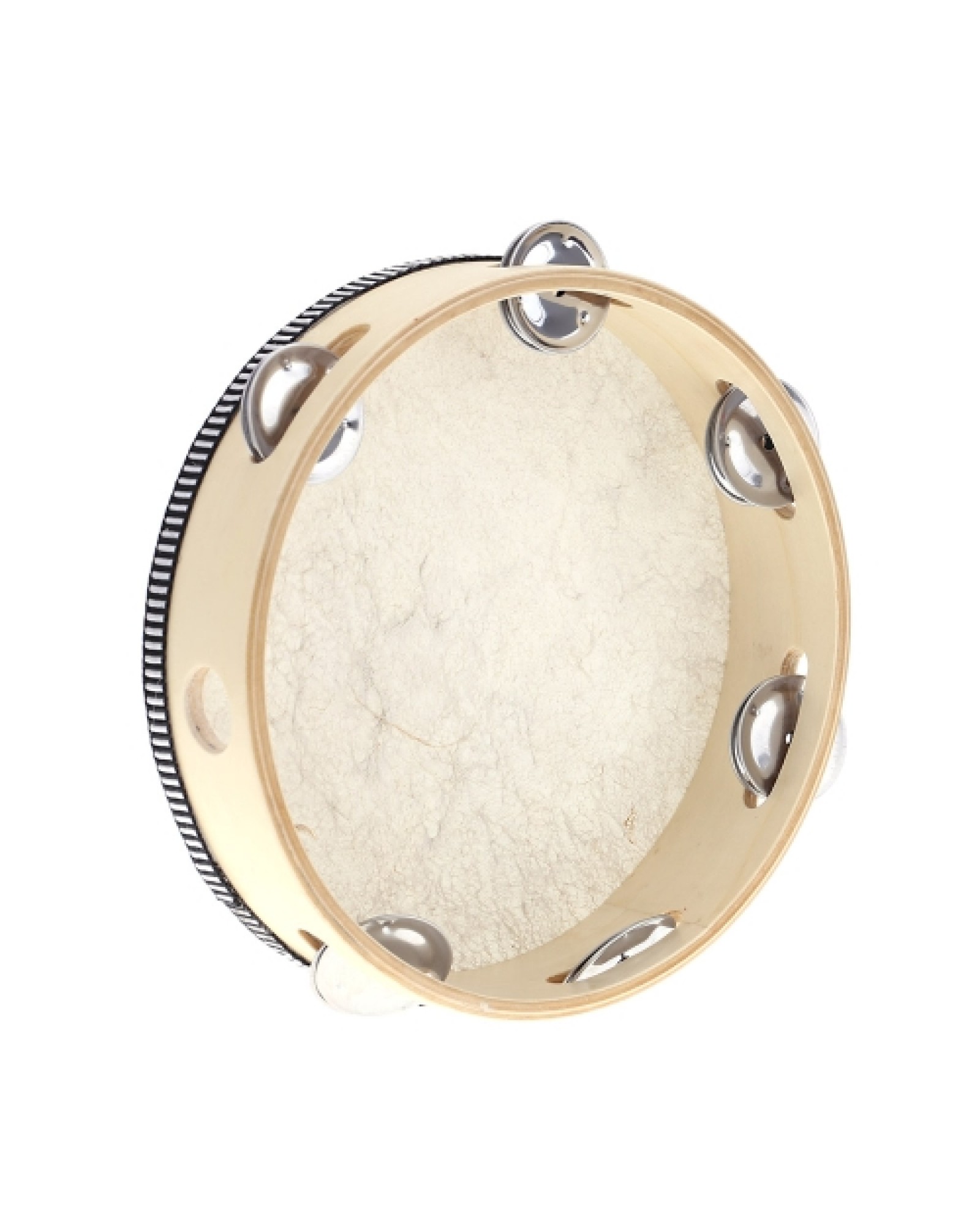 8" Hand Held Tambourine Drum Bell Birch Metal Jingles Percussion Musical Educational Toy Instrument for KTV Party Kids Games