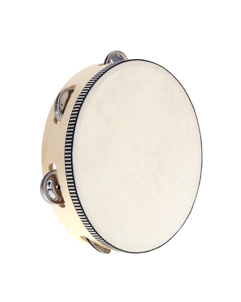 8" Hand Held Tambourine Drum Bell Birch Metal Jingles Percussion Musical Educational Toy Instrument for KTV Party Kids Games
