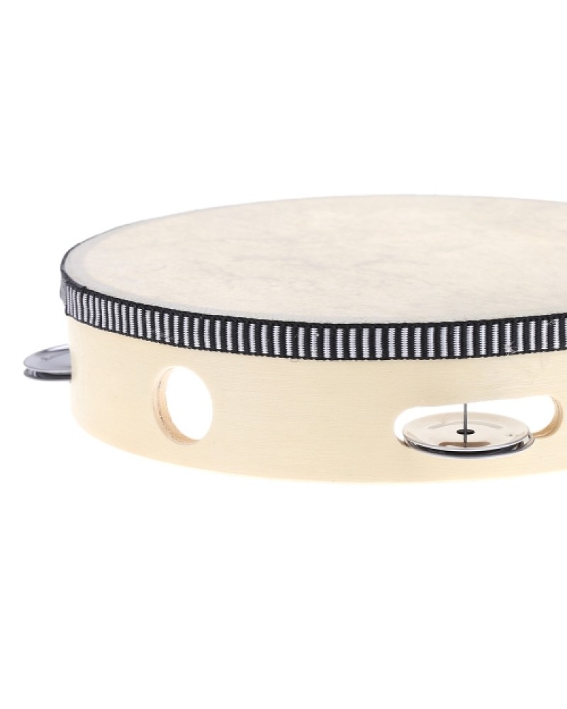 8" Hand Held Tambourine Drum Bell Birch Metal Jingles Percussion Musical Educational Toy Instrument for KTV Party Kids Games