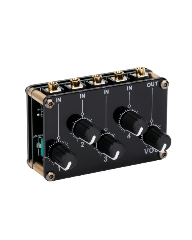 4-in-1-out Passive Mixer Module Mini Stereo 4-Channel Passive Mixer Audio Mixer 4 Audio Input to 1 Output Ultra Compact Low Nois