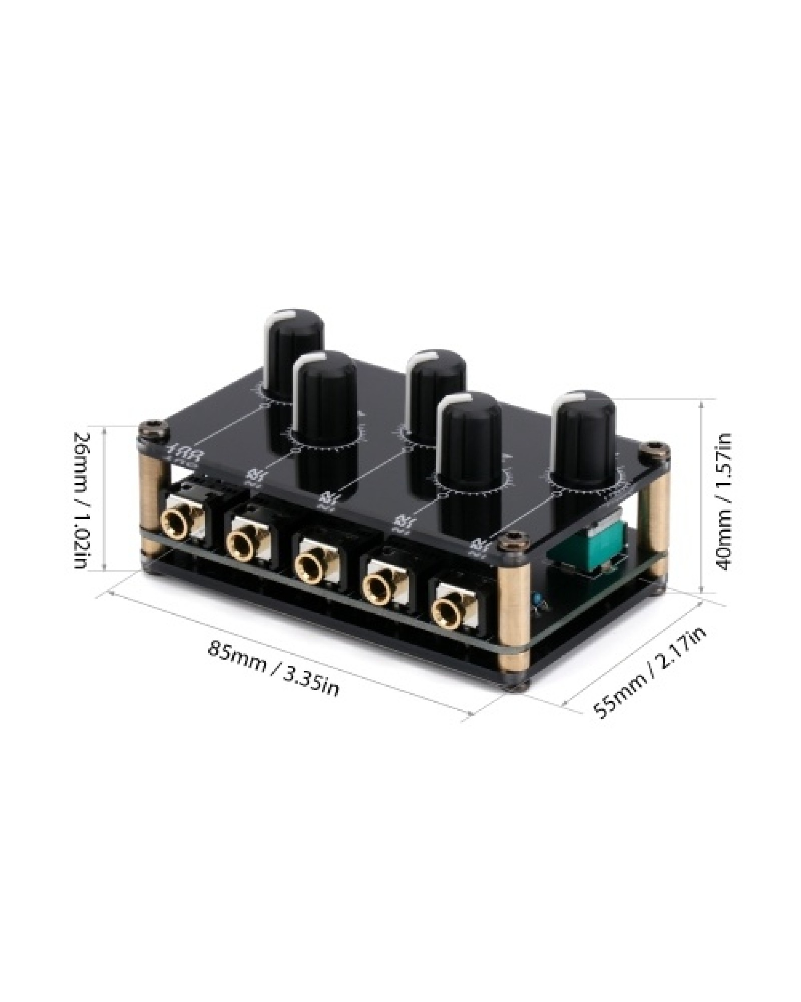 4-in-1-out Passive Mixer Module Mini Stereo 4-Channel Passive Mixer Audio Mixer 4 Audio Input to 1 Output Ultra Compact Low Nois