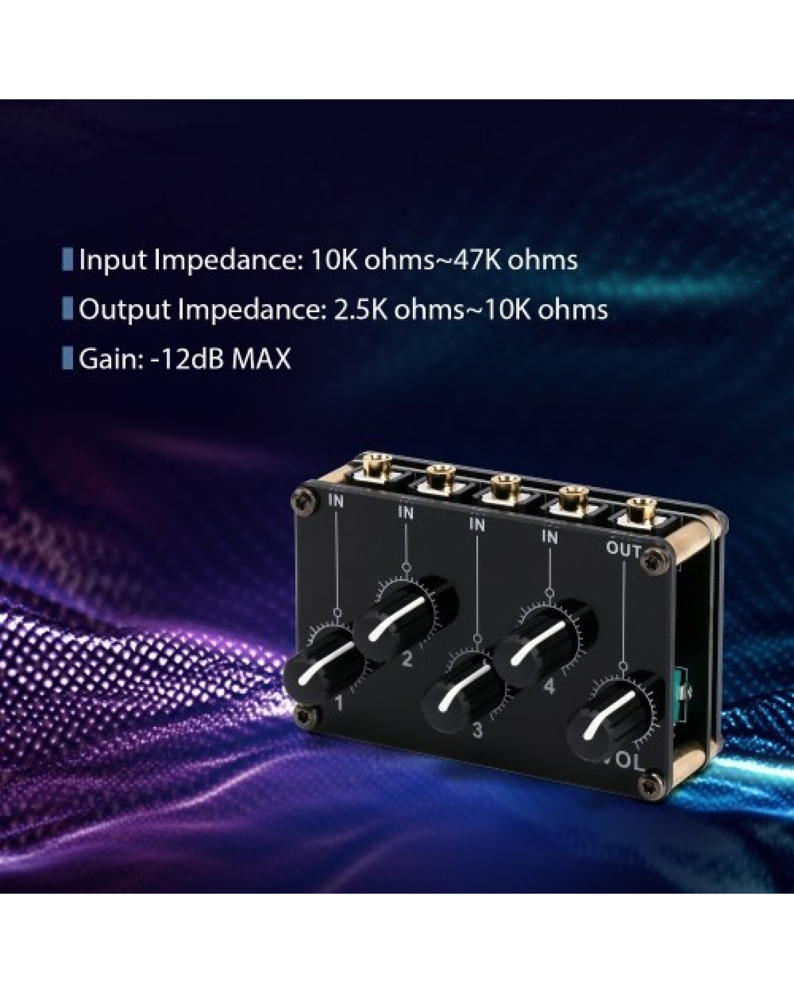 4-in-1-out Passive Mixer Module Mini Stereo 4-Channel Passive Mixer Audio Mixer 4 Audio Input to 1 Output Ultra Compact Low Nois