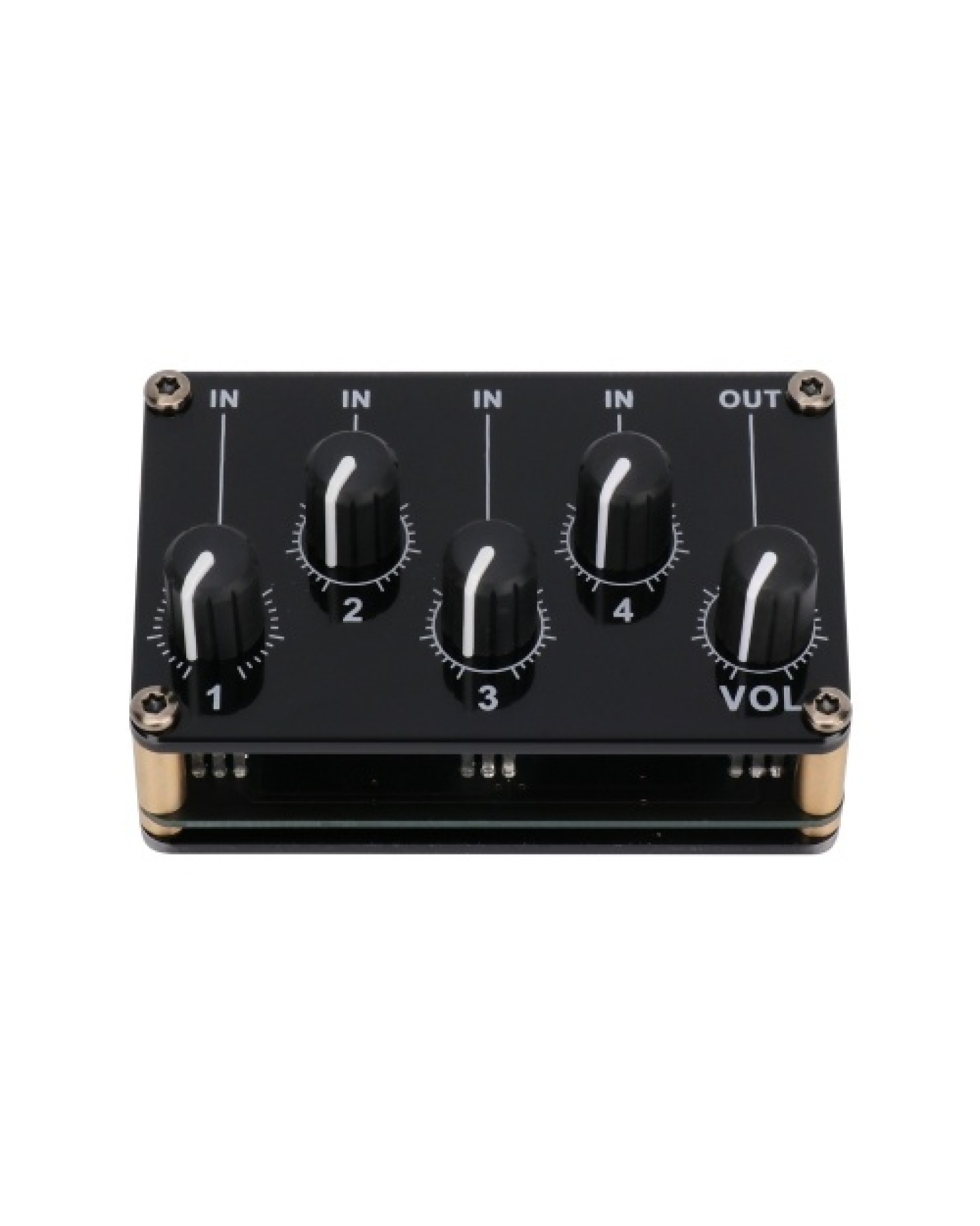 4-in-1-out Passive Mixer Module Mini Stereo 4-Channel Passive Mixer Audio Mixer 4 Audio Input to 1 Output Ultra Compact Low Nois