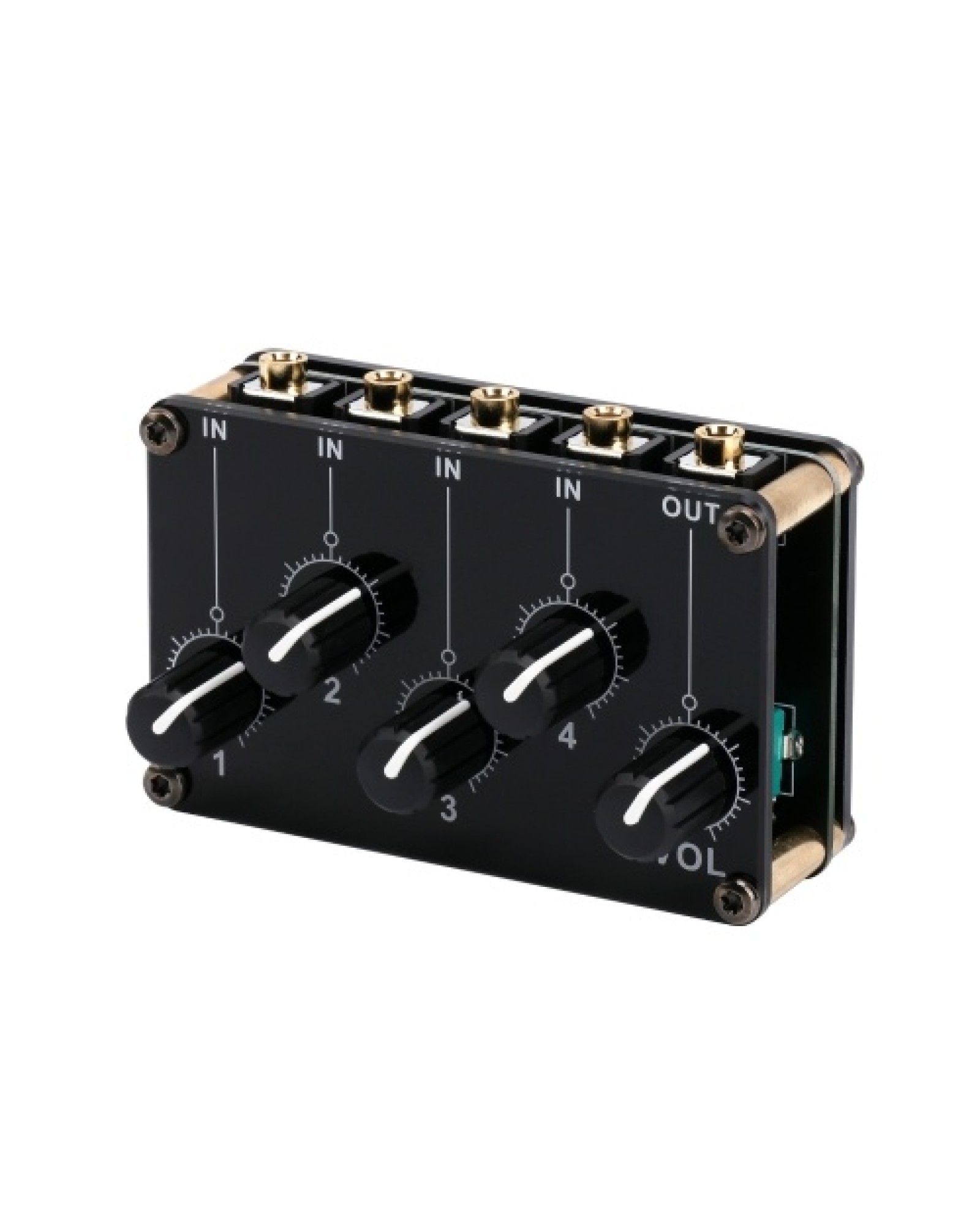4-in-1-out Passive Mixer Module Mini Stereo 4-Channel Passive Mixer Audio Mixer 4 Audio Input to 1 Output Ultra Compact Low Nois