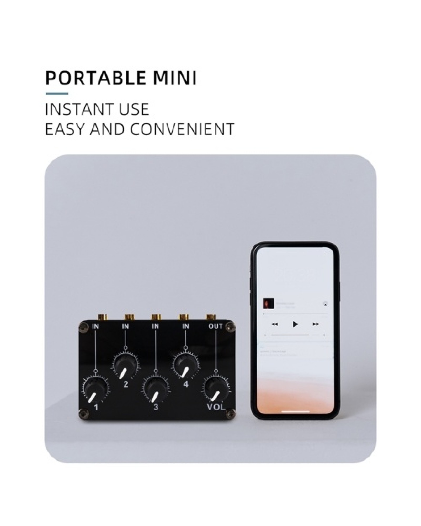 4-in-1-out Passive Mixer Module Mini Stereo 4-Channel Passive Mixer Audio Mixer 4 Audio Input to 1 Output Ultra Compact Low Nois