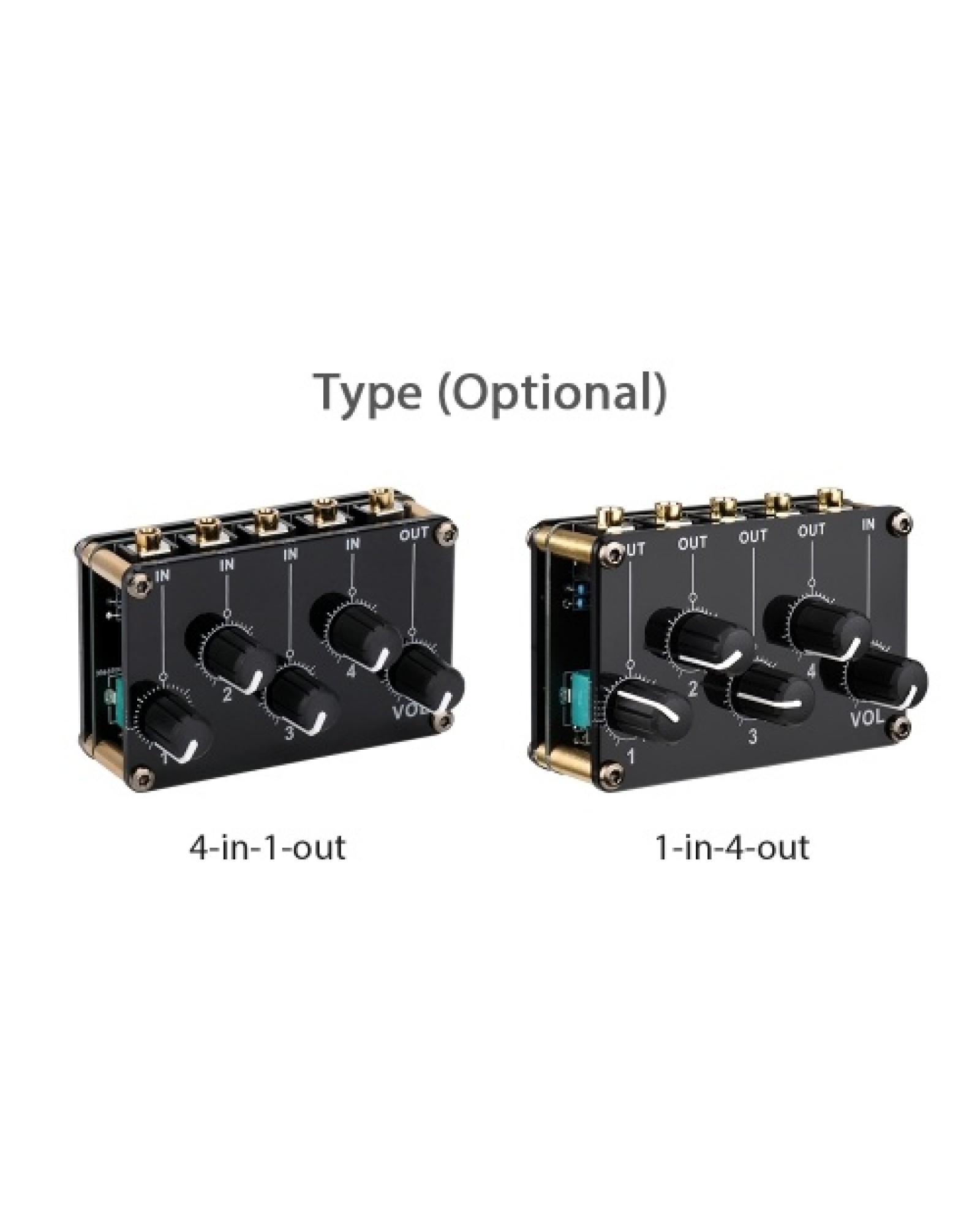 4-in-1-out Passive Mixer Module Mini Stereo 4-Channel Passive Mixer Audio Mixer 4 Audio Input to 1 Output Ultra Compact Low Nois