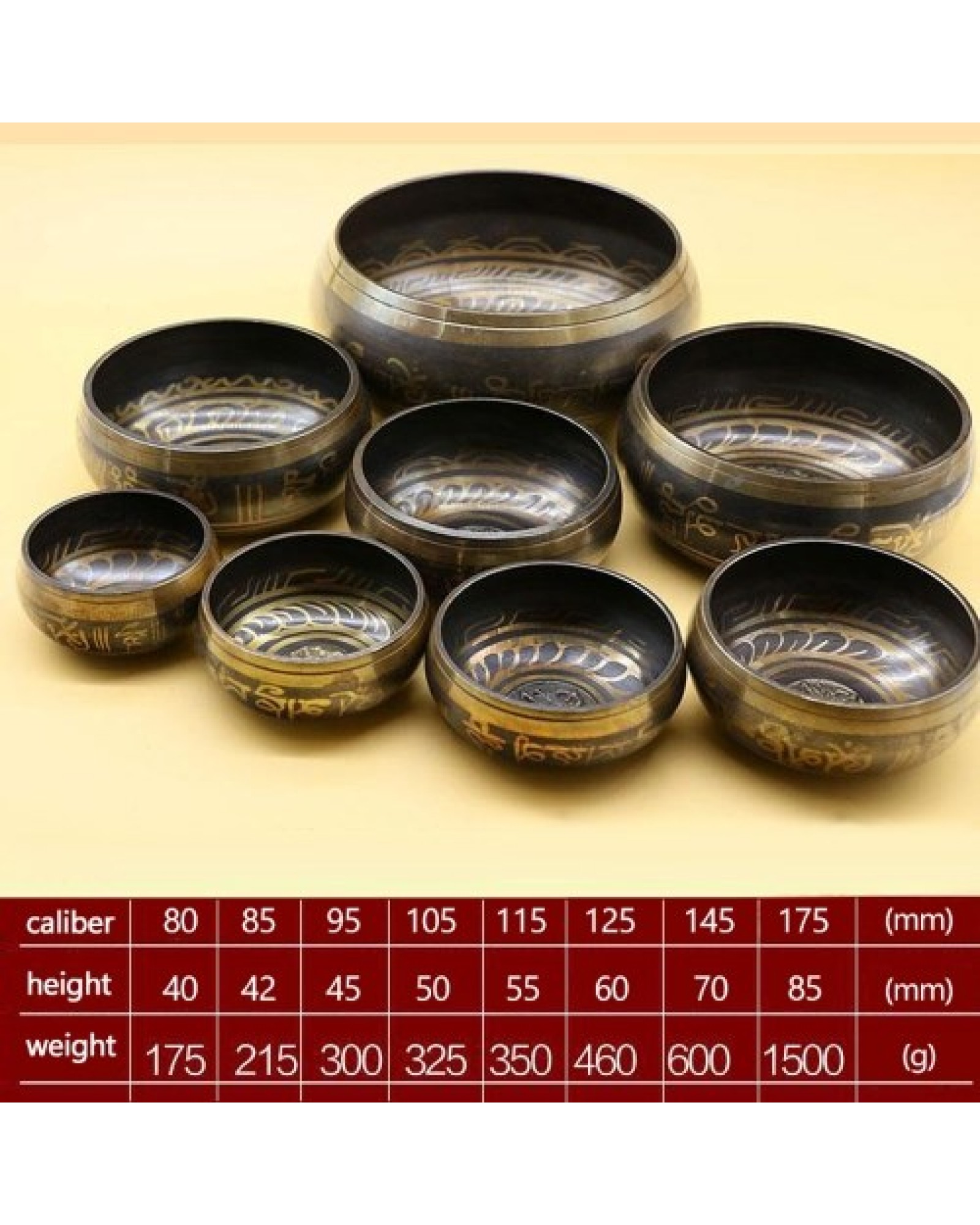 Handmade Buddha Tibet Struck Bowl Ritual Music Therapy Copper Chime Tibetan Singing Bowls