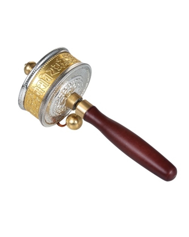 Tibetan Prayer Wheel Tibetan Buddhist Hand Turn Praying Instrument Copper Hand-Held Prayer Wheel