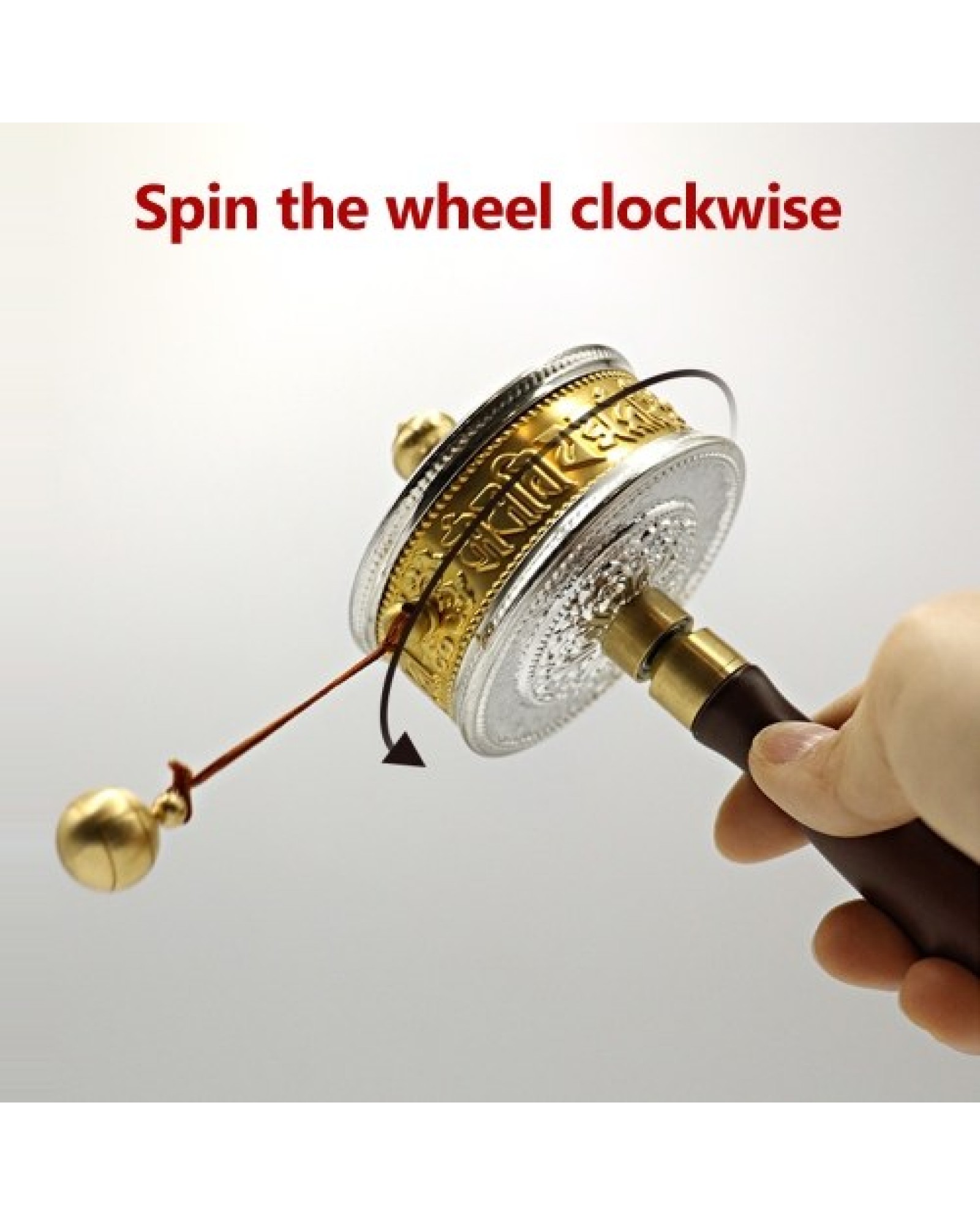Tibetan Prayer Wheel Tibetan Buddhist Hand Turn Praying Instrument Copper Hand-Held Prayer Wheel
