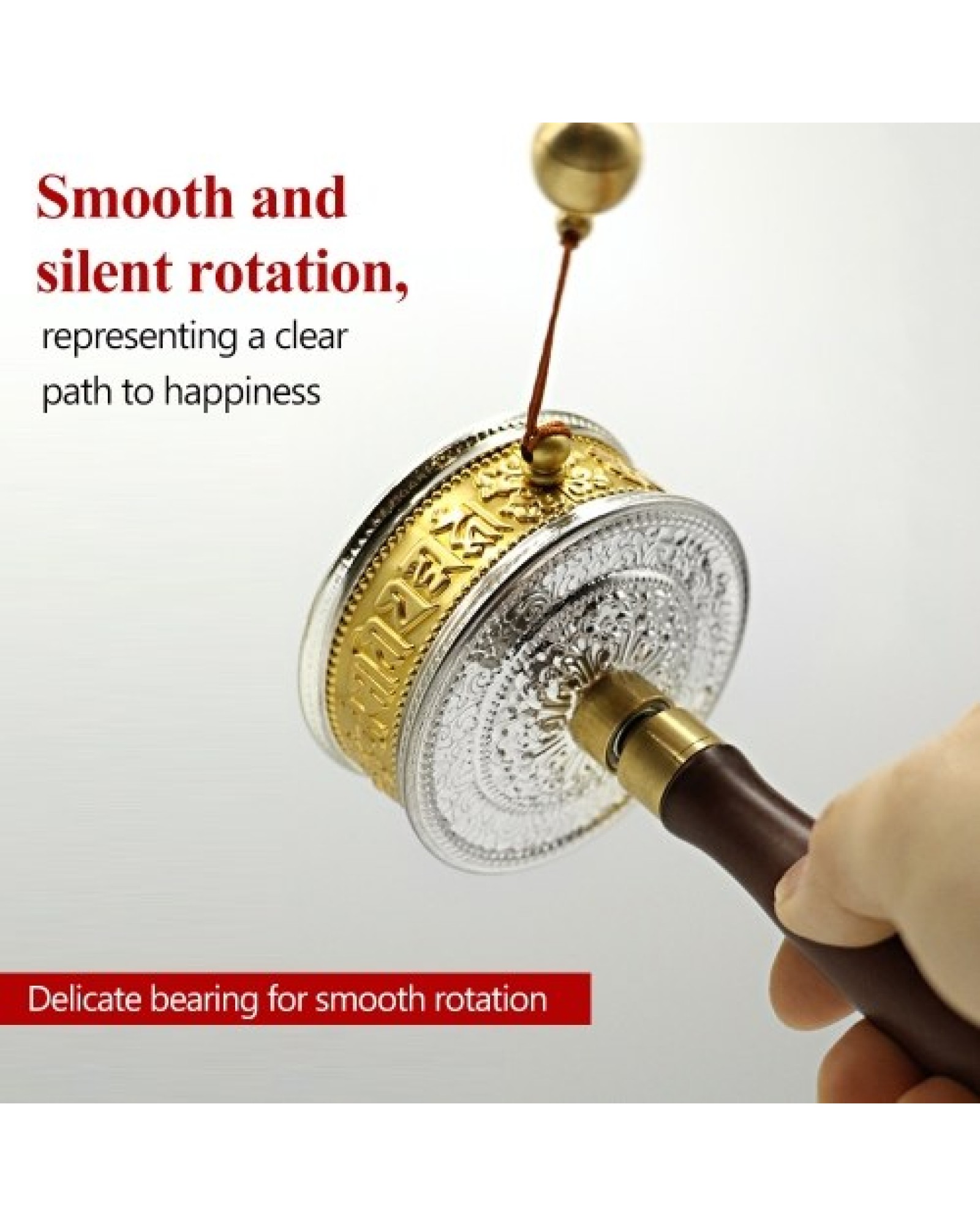 Tibetan Prayer Wheel Tibetan Buddhist Hand Turn Praying Instrument Copper Hand-Held Prayer Wheel
