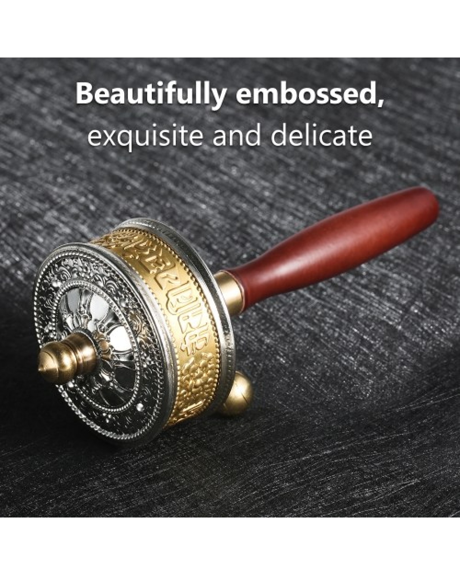Tibetan Prayer Wheel Tibetan Buddhist Hand Turn Praying Instrument Copper Hand-Held Prayer Wheel