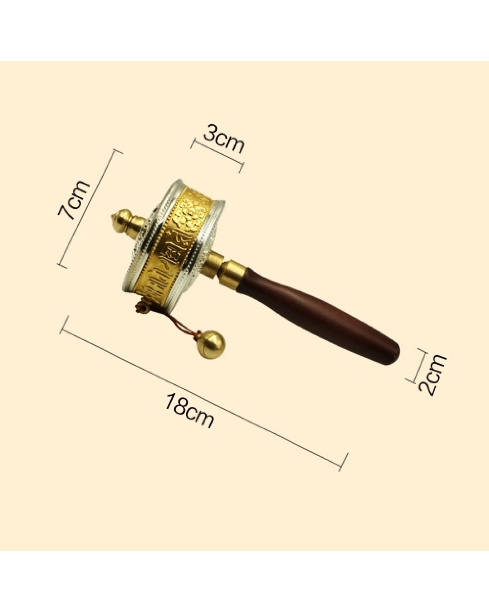 Tibetan Prayer Wheel Tibetan Buddhist Hand Turn Praying Instrument Copper Hand-Held Prayer Wheel