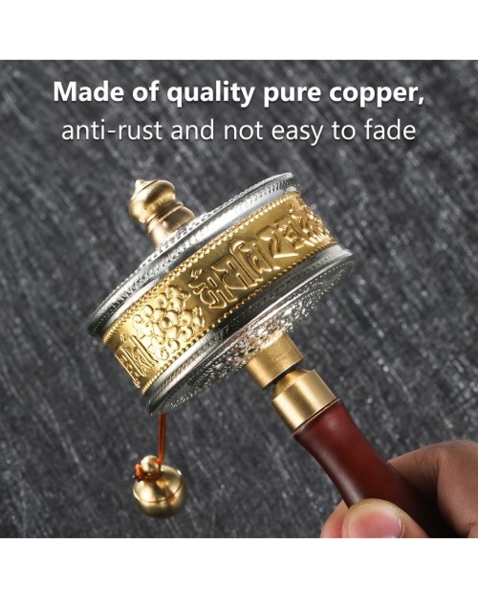 Tibetan Prayer Wheel Tibetan Buddhist Hand Turn Praying Instrument Copper Hand-Held Prayer Wheel