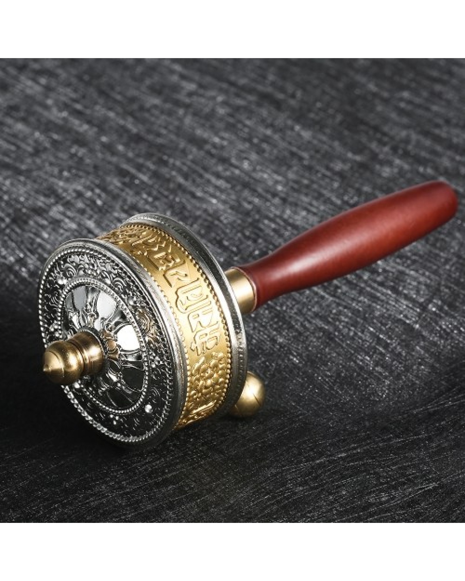 Tibetan Prayer Wheel Tibetan Buddhist Hand Turn Praying Instrument Copper Hand-Held Prayer Wheel