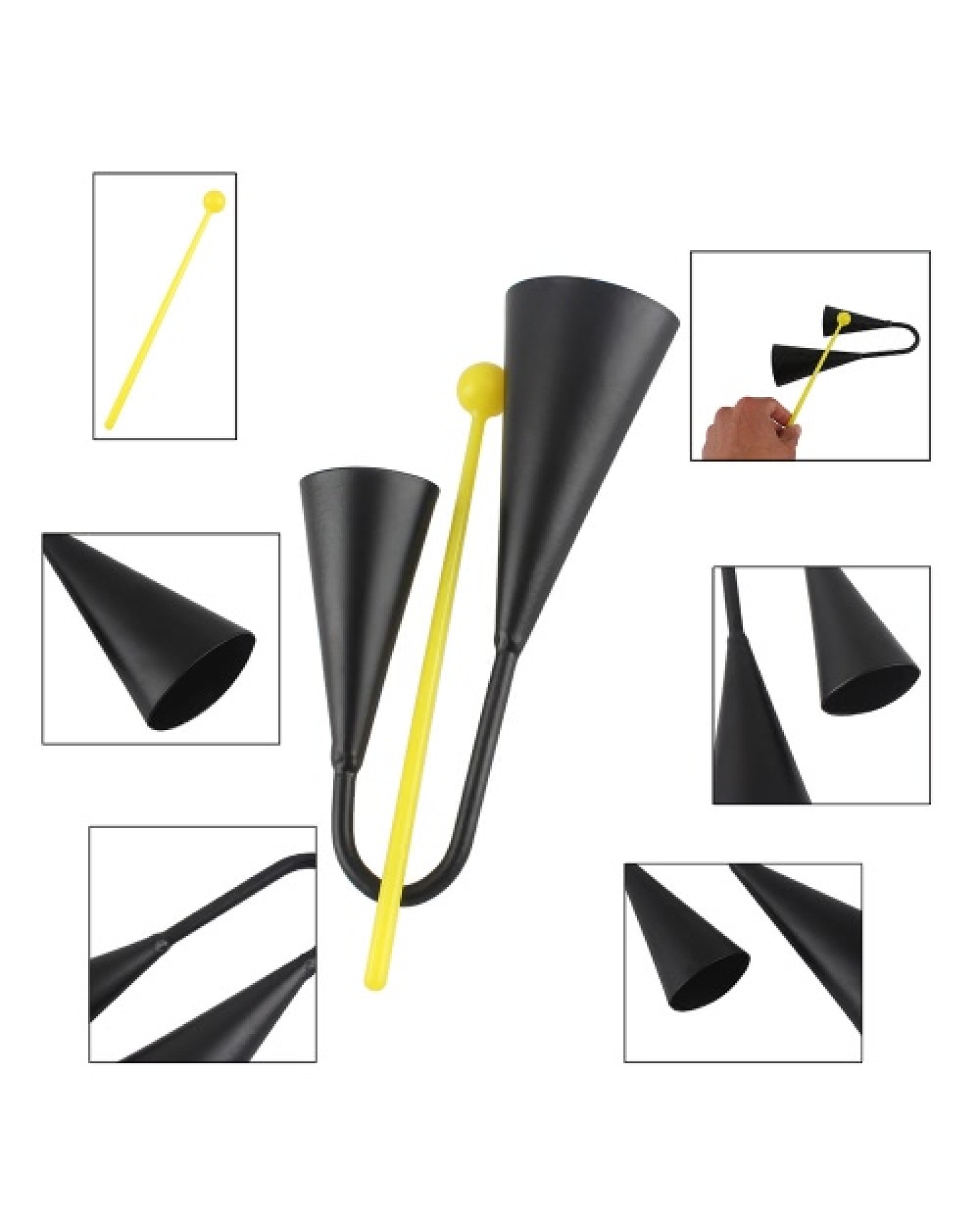 Two Tone Metal A-go-go Bell Cowbell Percussion Instrument with Striker