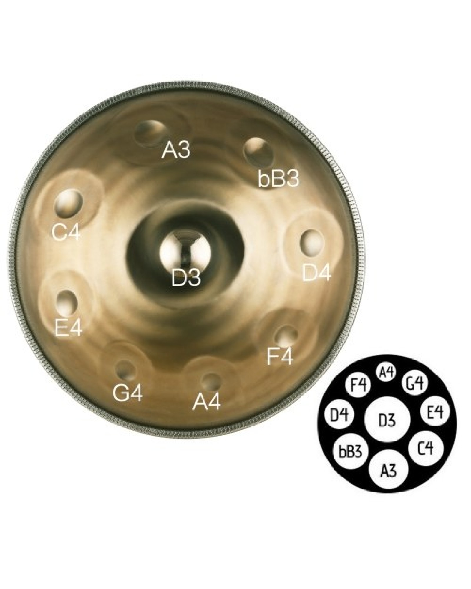 22 Inch Hand Pan Handpan Hand Drum D-Key 9 Notes(D3 A3 bB3 D4 F4 A4 G4 E4 C4)