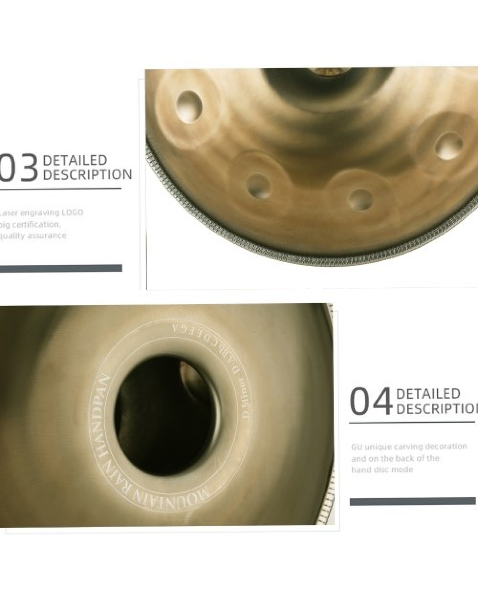 22 Inch Hand Pan Handpan Hand Drum D-Key 9 Notes(D3 A3 bB3 D4 F4 A4 G4 E4 C4)