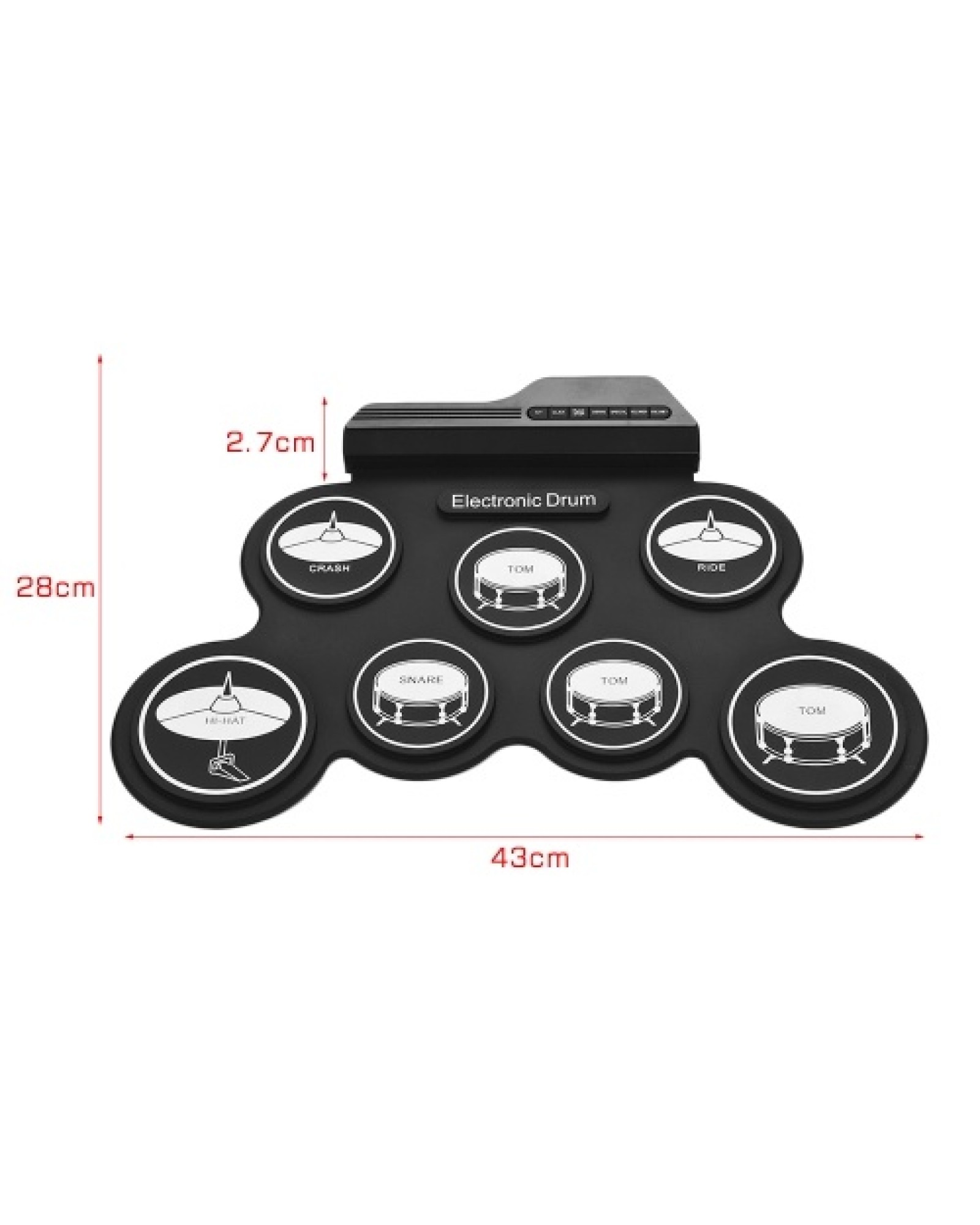 Compact Size USB Roll-Up Silicon Drum Set Digital Electronic Drum Kit 7 Drum Pads with Drumsticks Foot Pedals for Beginners Chil