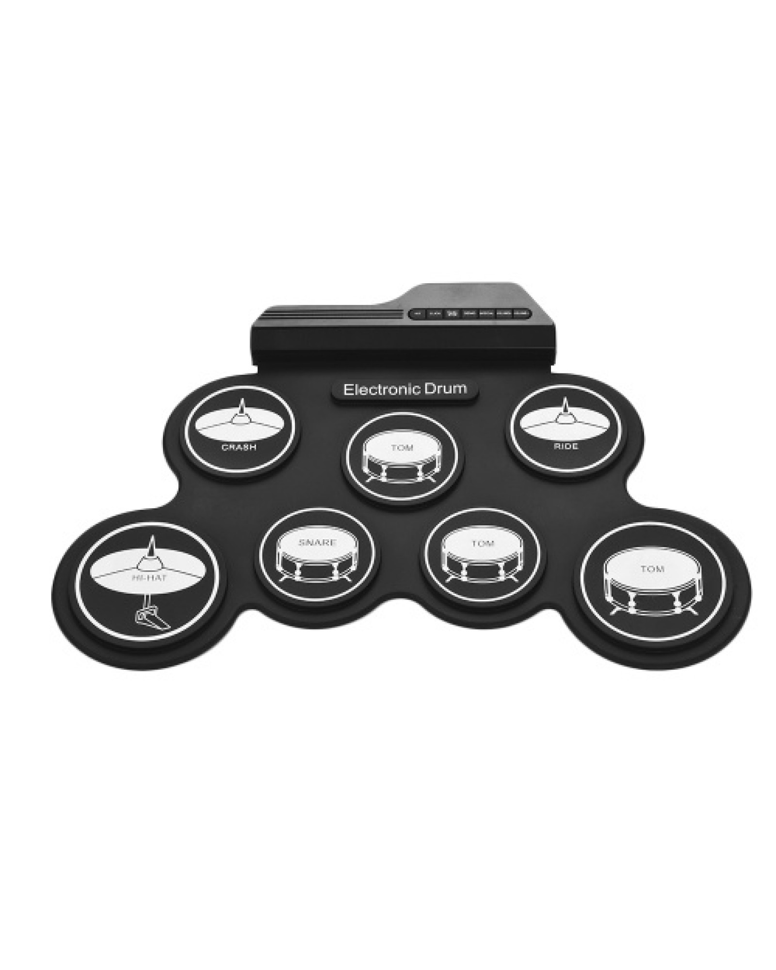 Compact Size USB Roll-Up Silicon Drum Set Digital Electronic Drum Kit 7 Drum Pads with Drumsticks Foot Pedals for Beginners Chil