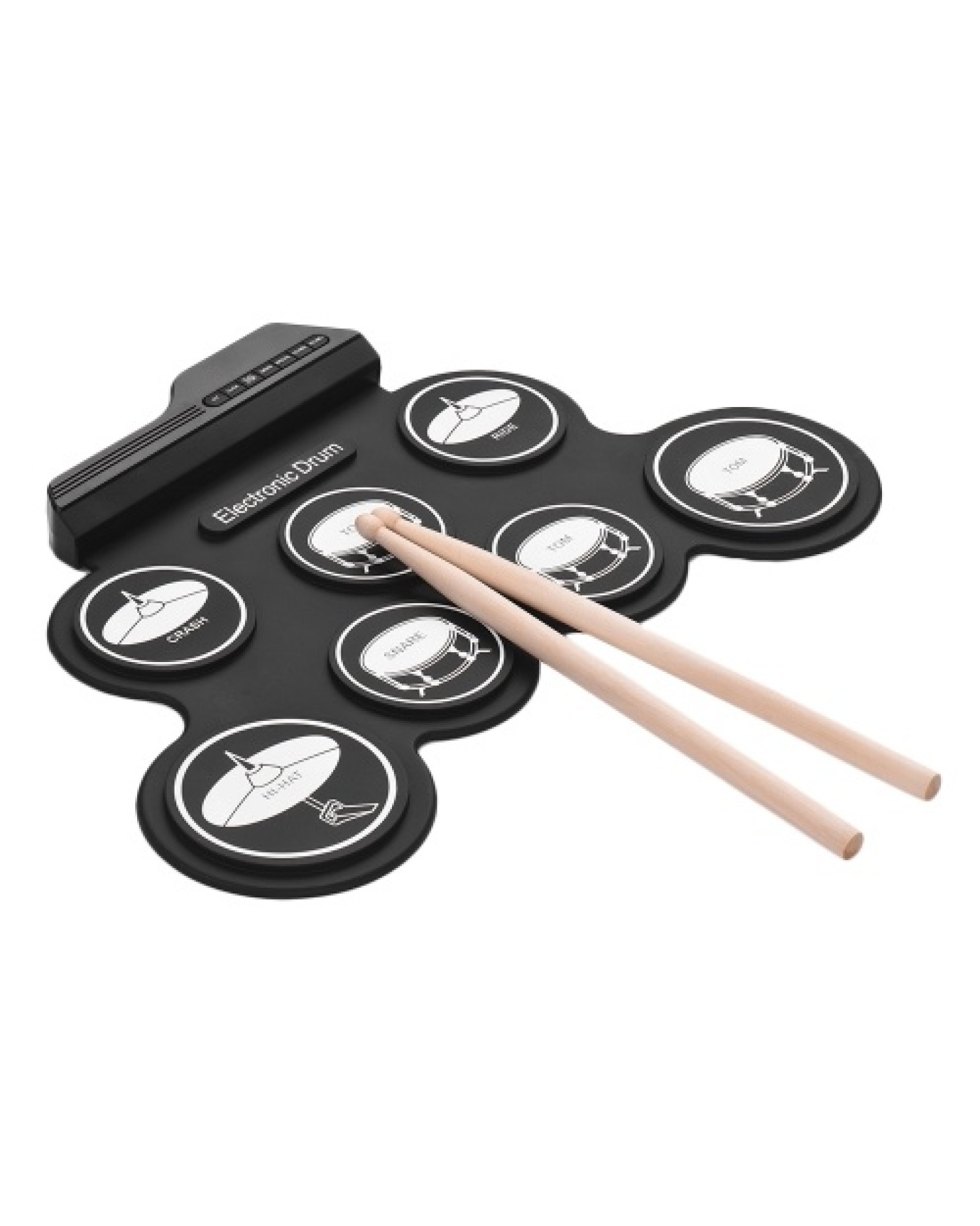 Compact Size USB Roll-Up Silicon Drum Set Digital Electronic Drum Kit 7 Drum Pads with Drumsticks Foot Pedals for Beginners Chil