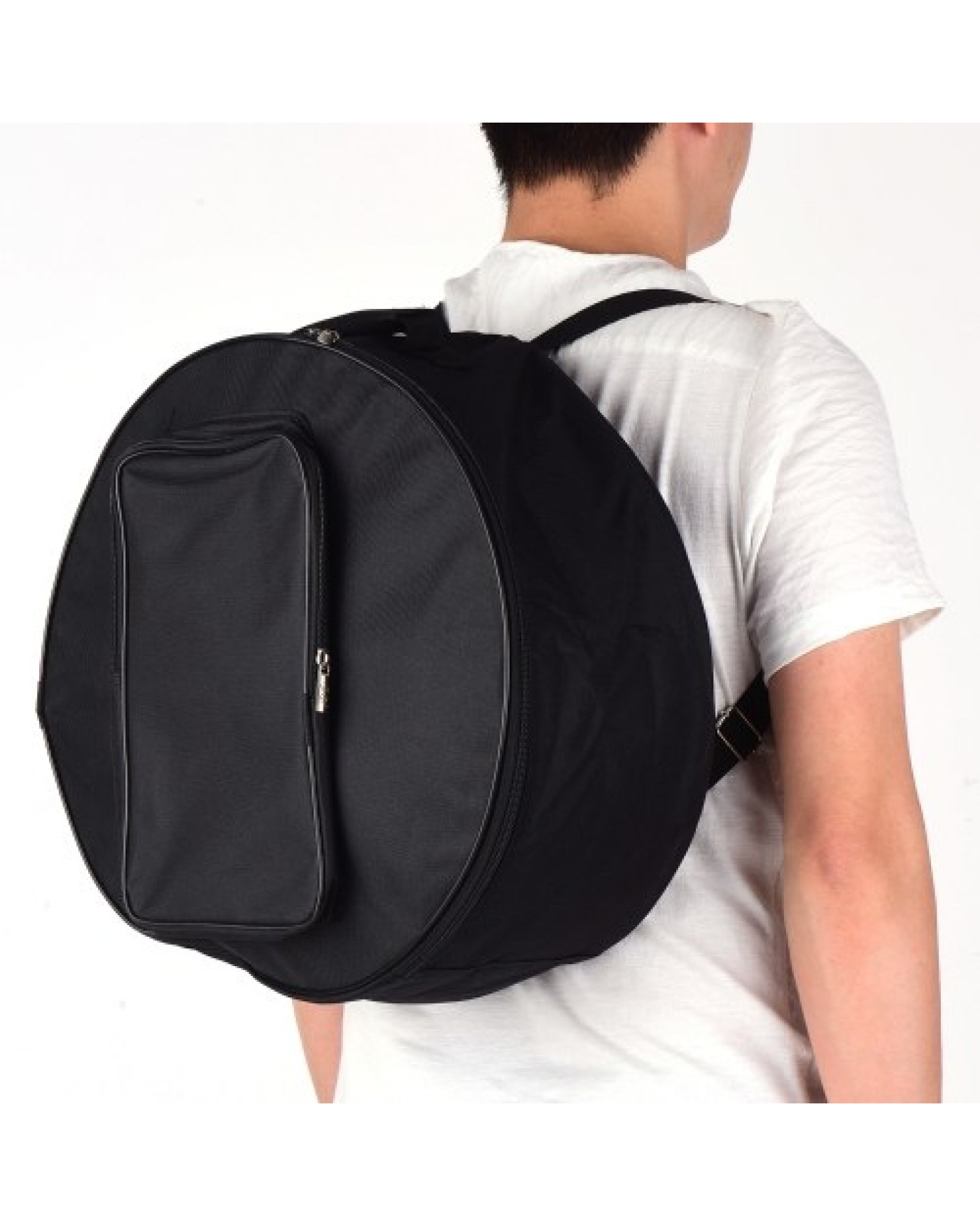 Compact Snare Drum Bag Backpack Case with Shoulder Strap Outside Pockets Musical Instrument Accessory Black