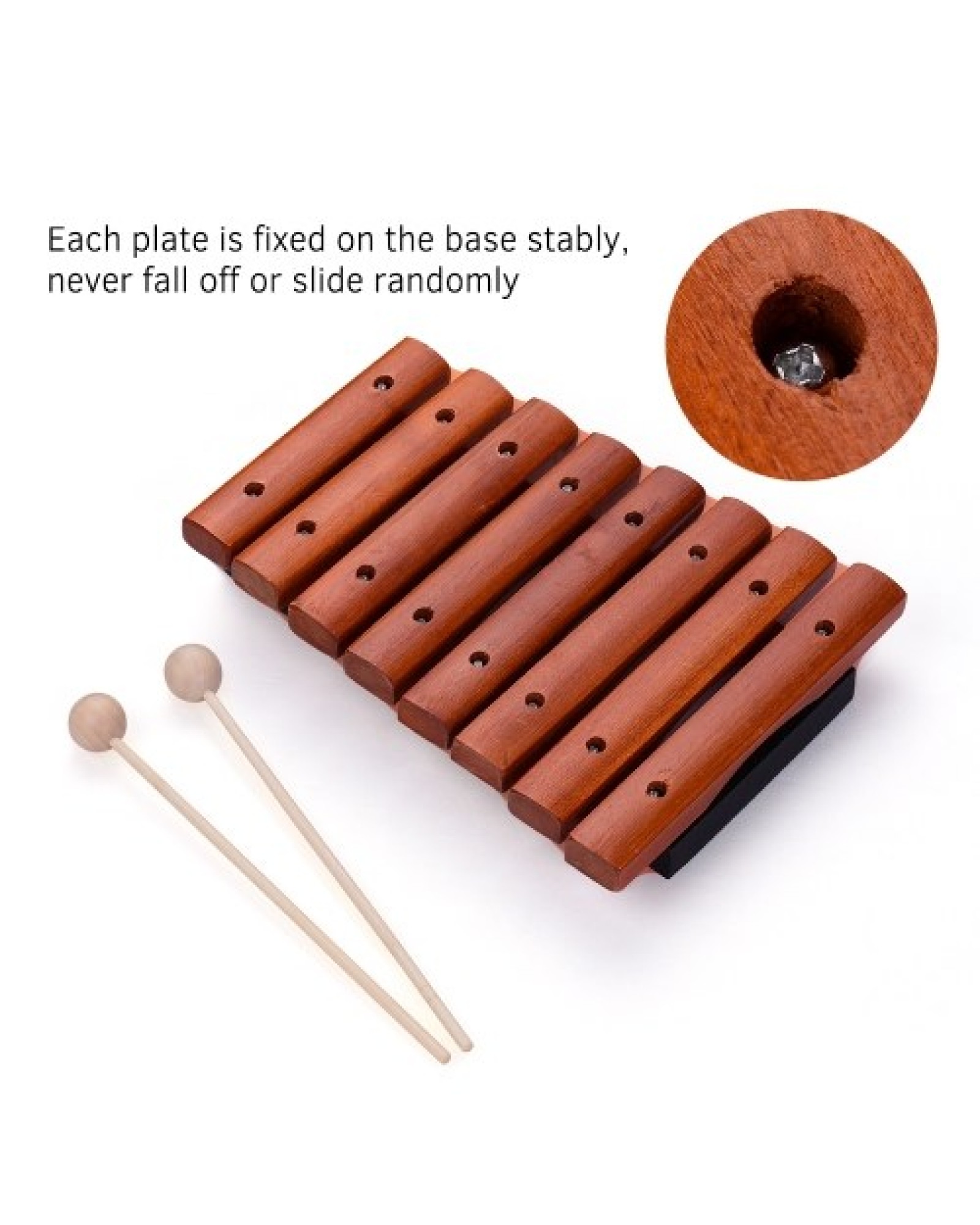 Musical Instrument 8 Notes Wood Xylophone Includes 2 Wooden Mallets